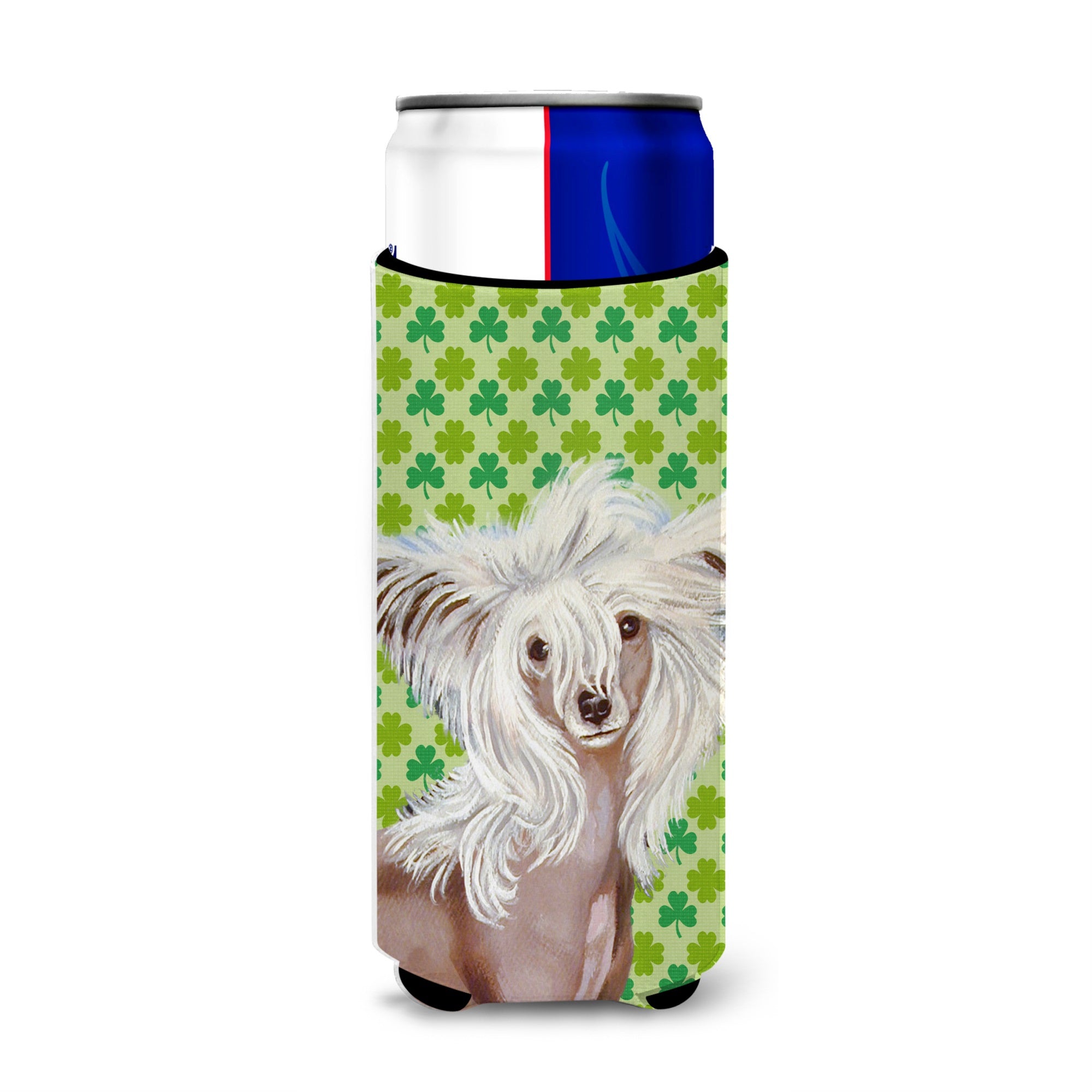 Chinese Crested St. Patrick'S Day Shamrock Portrait Ultra Hugger For Slim Cans
