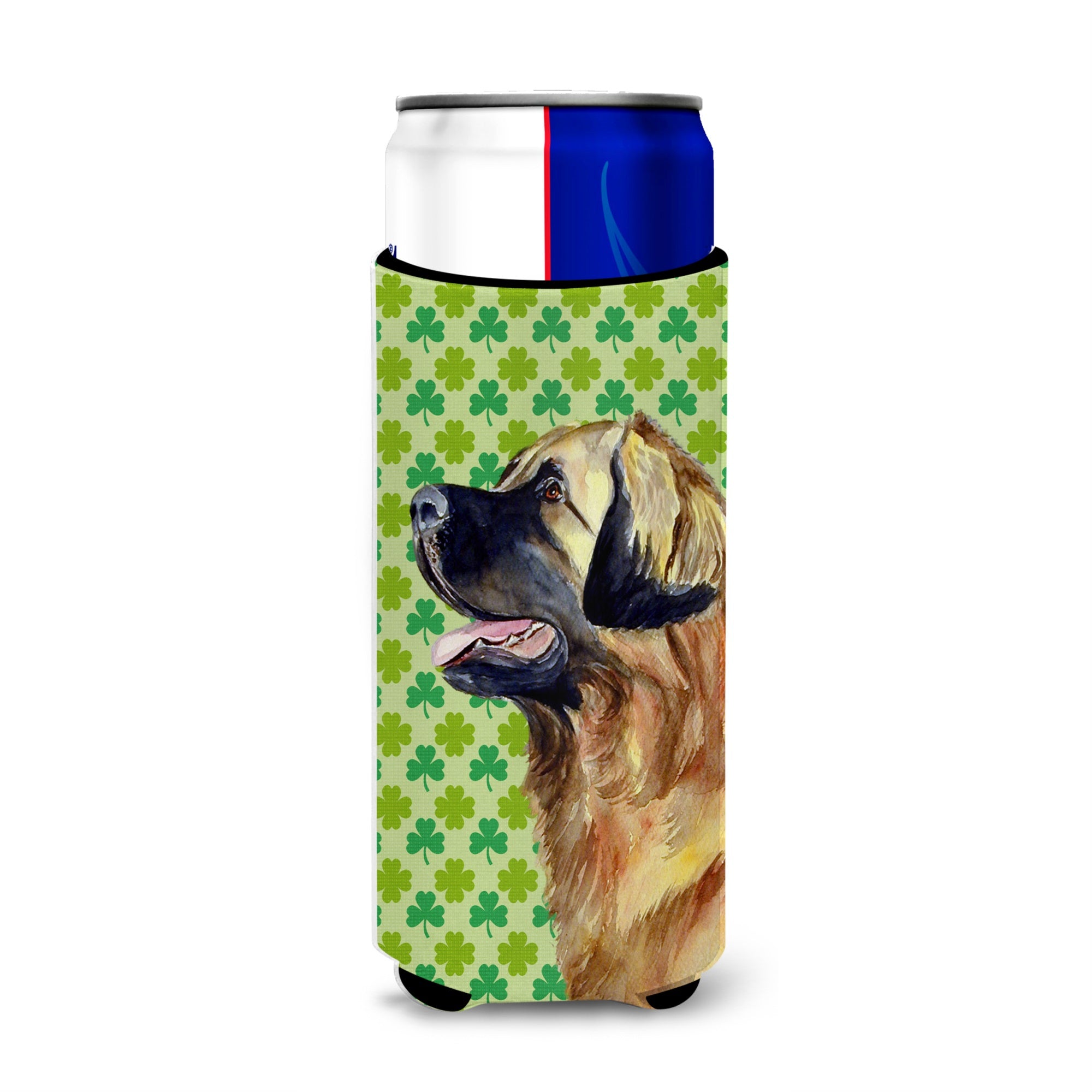 Leonberger St. Patrick'S Day Shamrock Portrait Ultra Hugger For Slim Cans