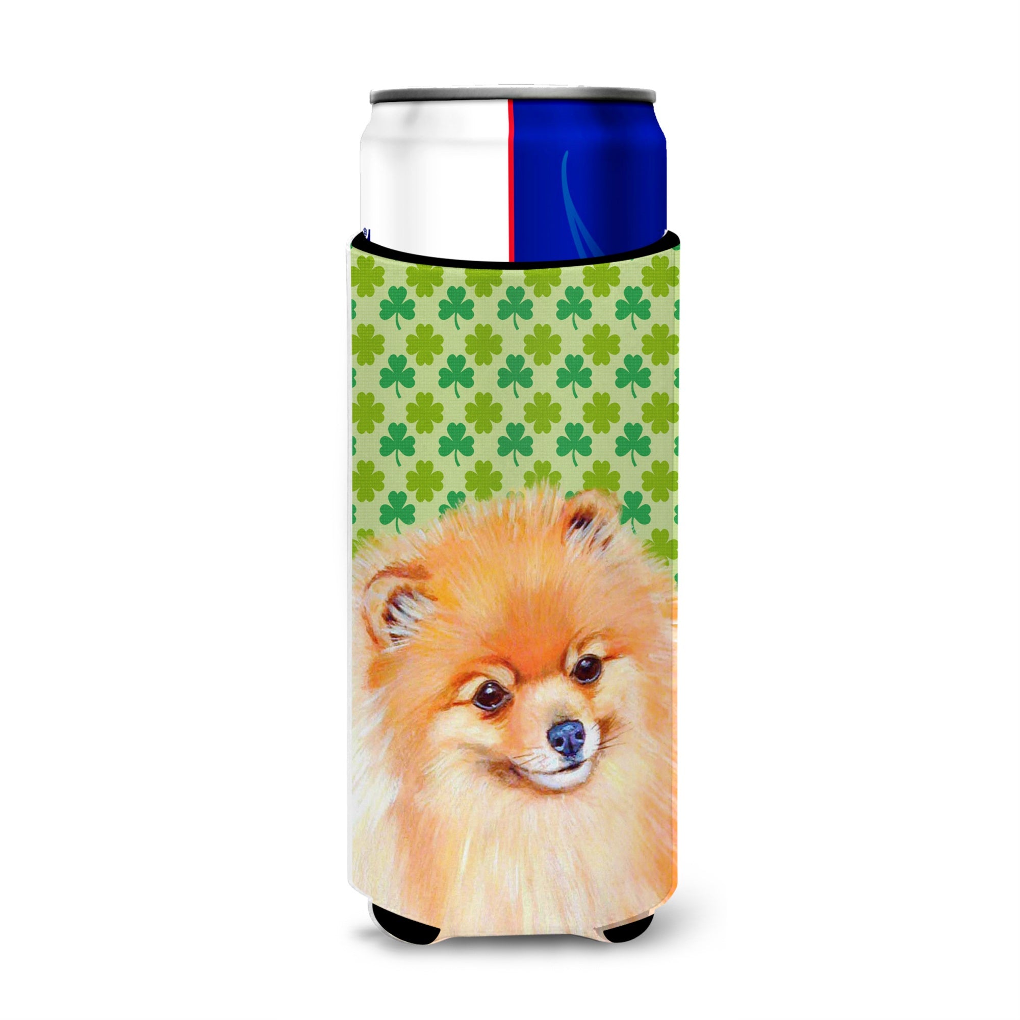 Pomeranian St. Patrick'S Day Shamrock Portrait Ultra Hugger For Slim Cans