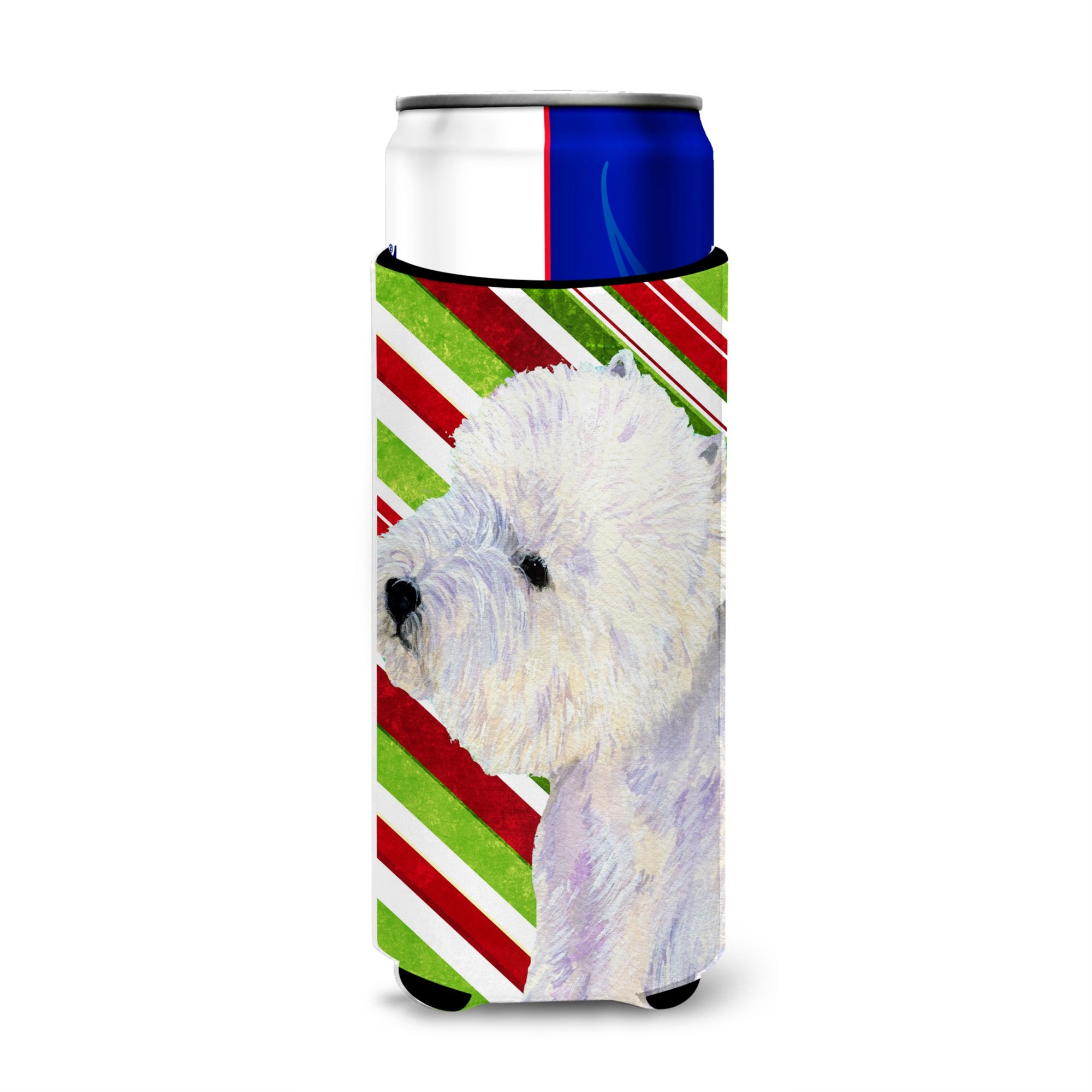 Westie Candy Cane Holiday Christmas Ultra Hugger For Slim Cans