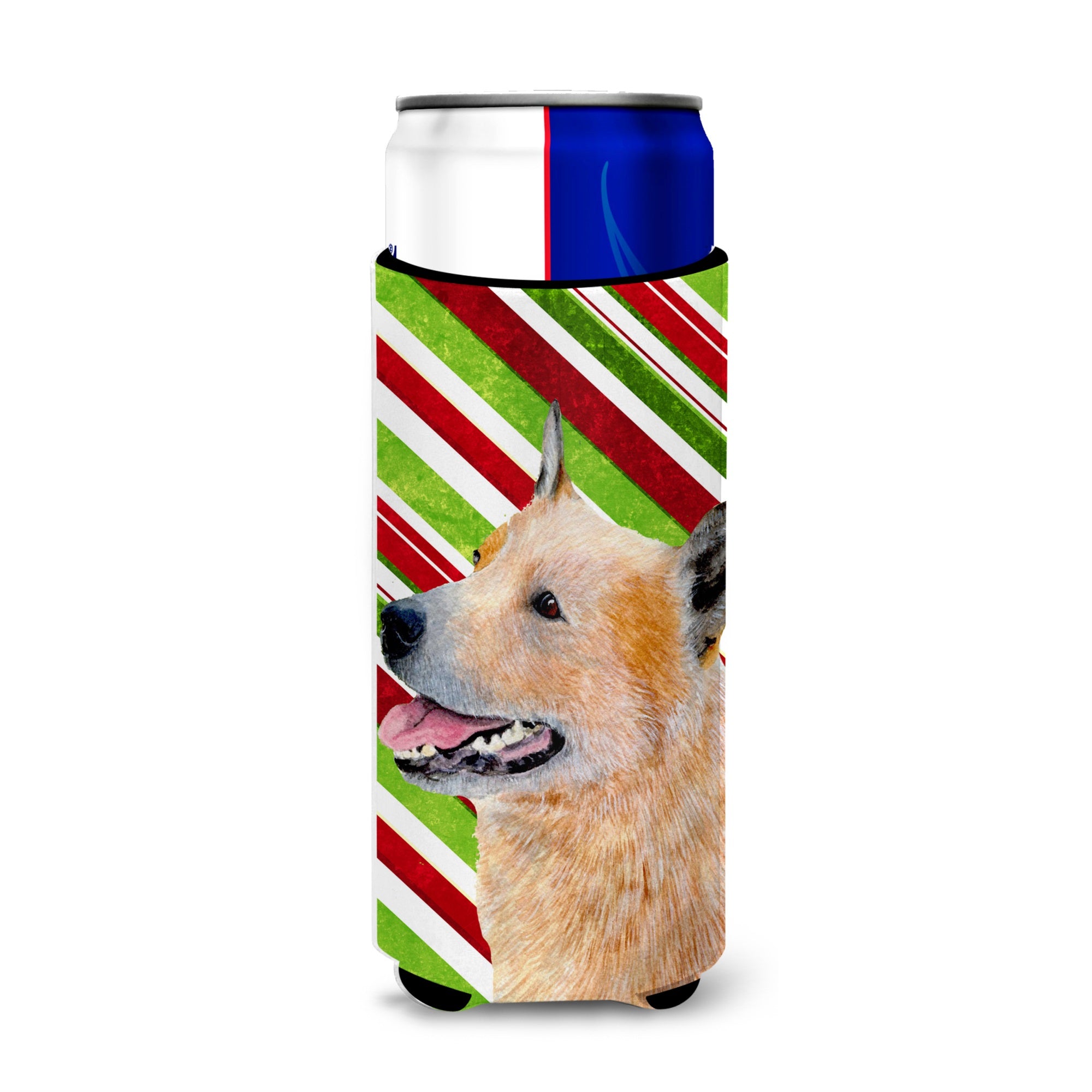 Australian Cattle Dog Candy Cane Holiday Christmas Ultra Hugger For Slim Cans