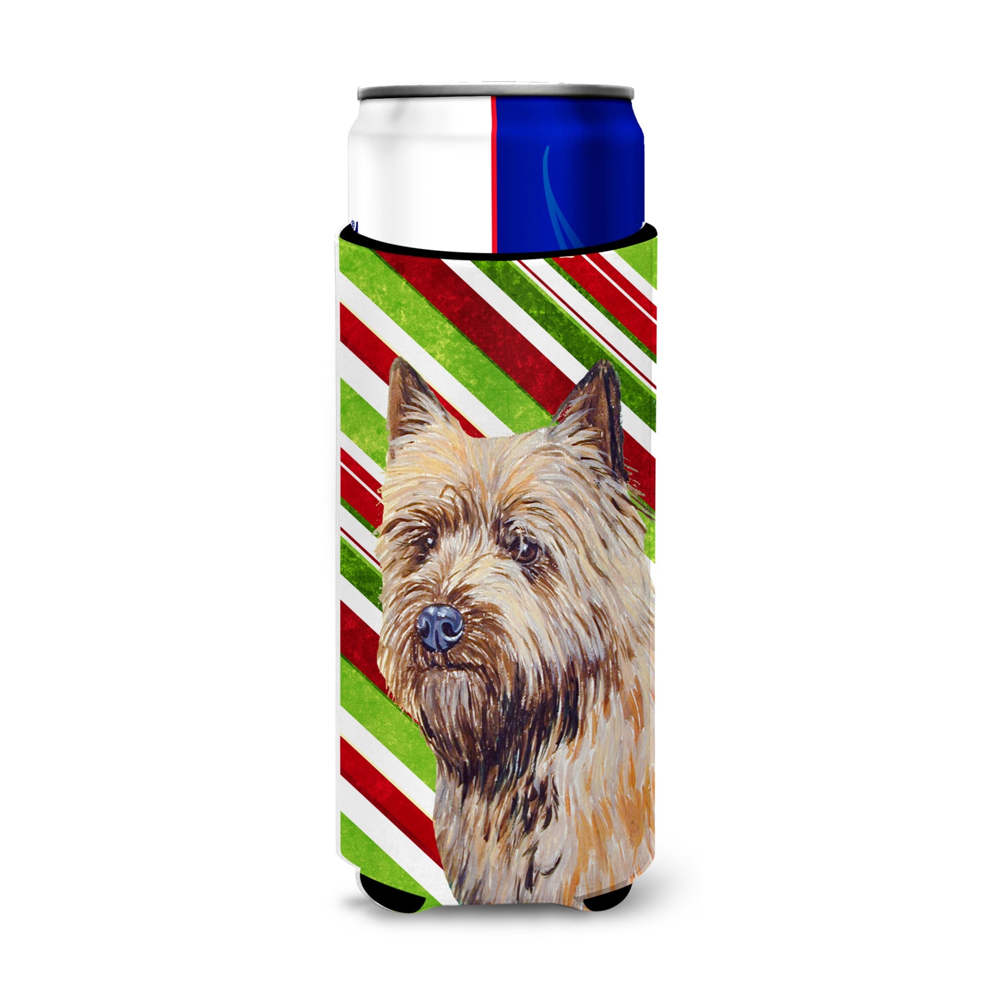 Cairn Terrier Candy Cane Holiday Christmas Ultra Hugger For Slim Cans