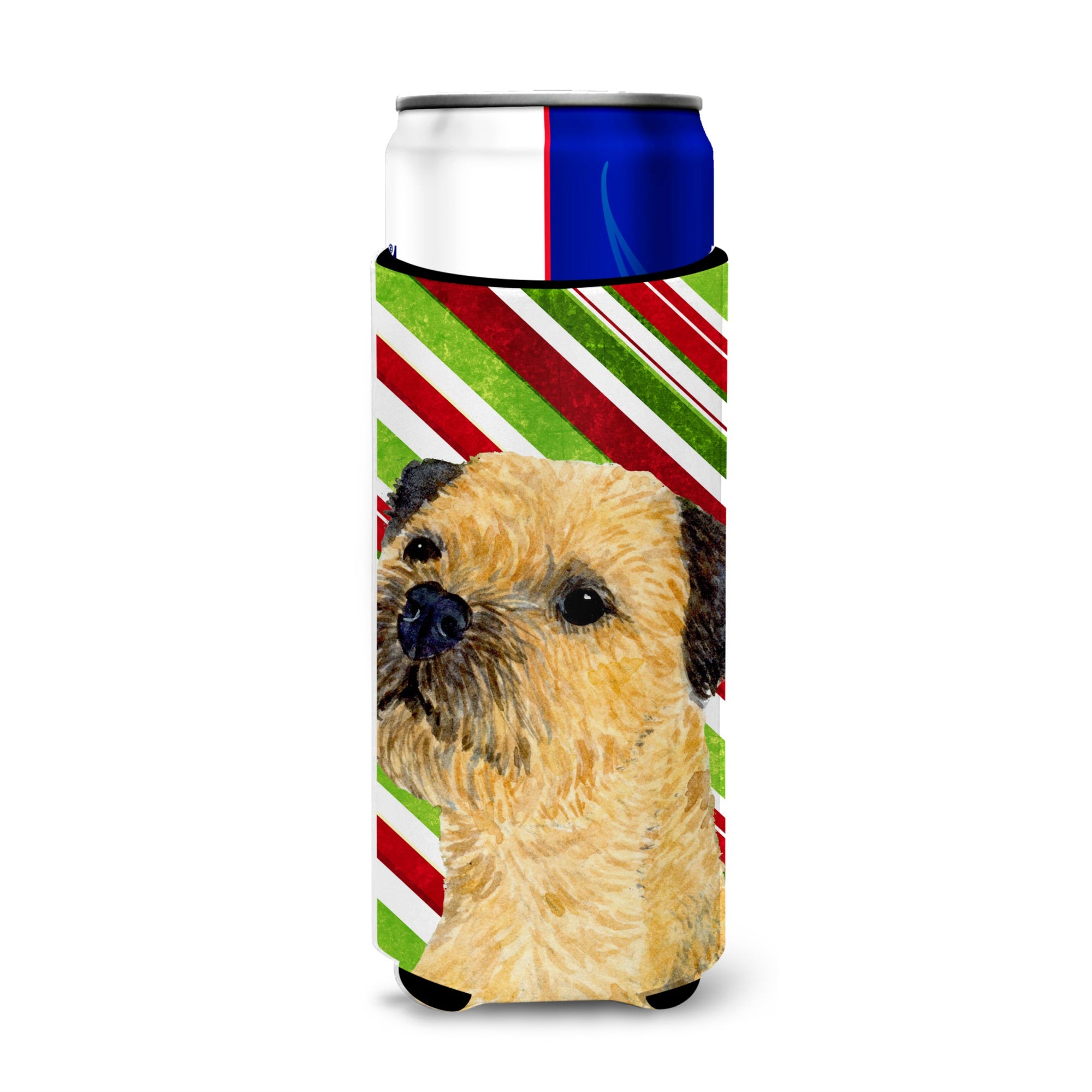 Border Terrier Candy Cane Holiday Christmas Ultra Hugger For Slim Cans
