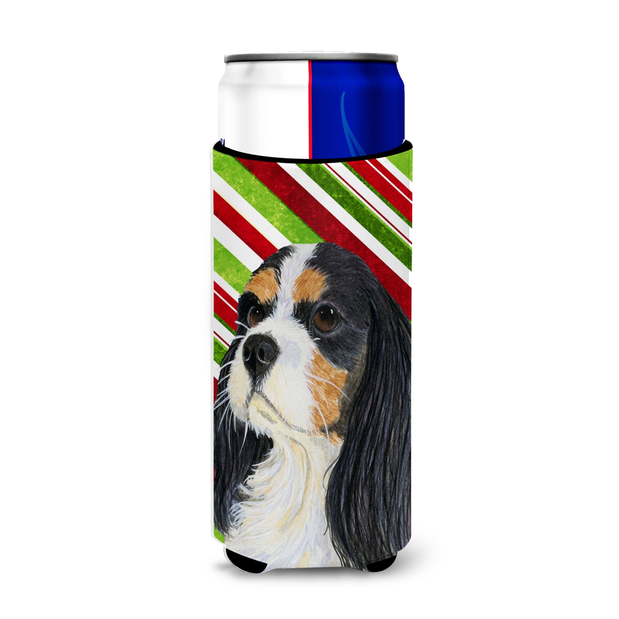 Cavalier Spaniel Candy Cane Holiday Christmas Ultra Hugger For Slim Cans
