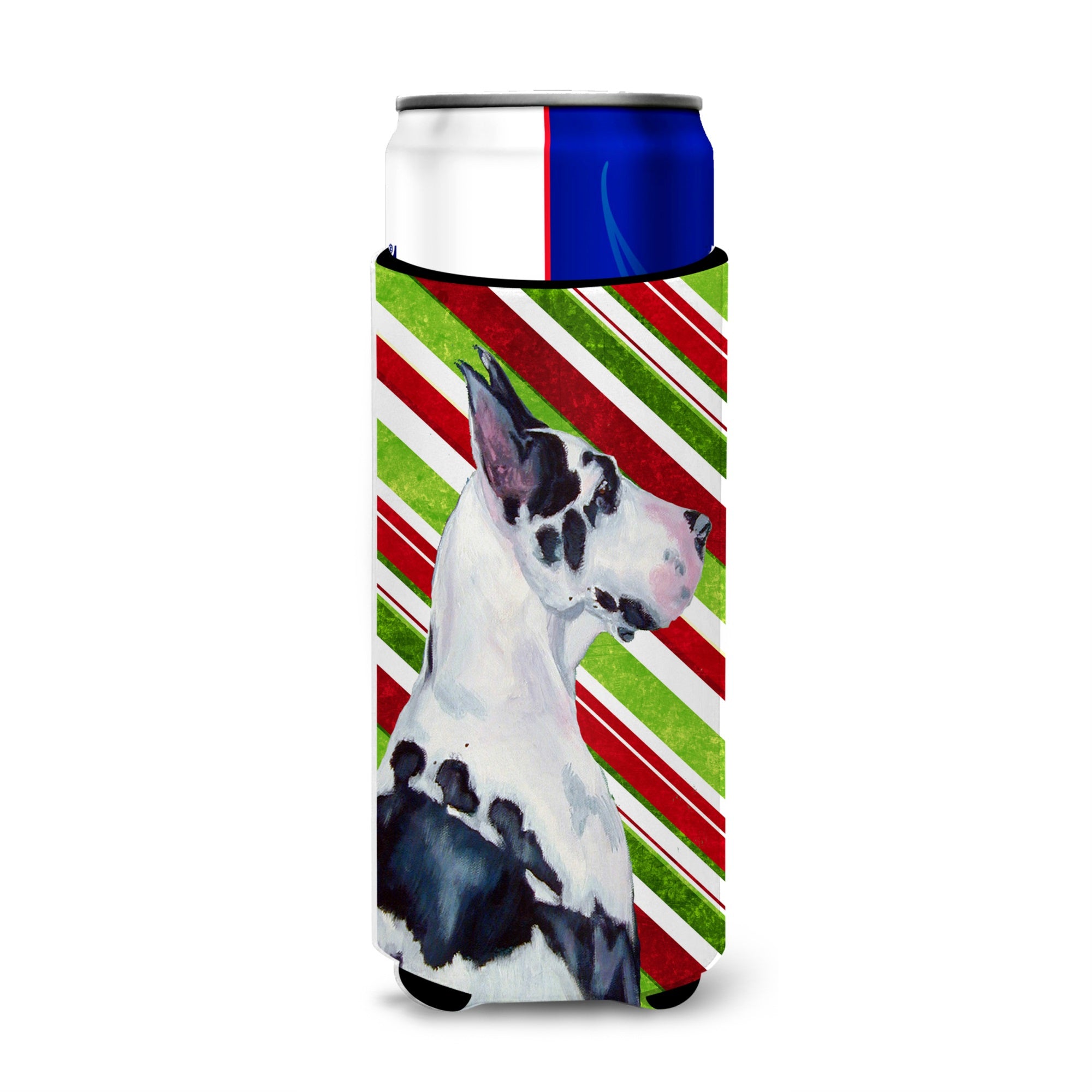 Great Dane Candy Cane Holiday Christmas Ultra Hugger For Slim Cans