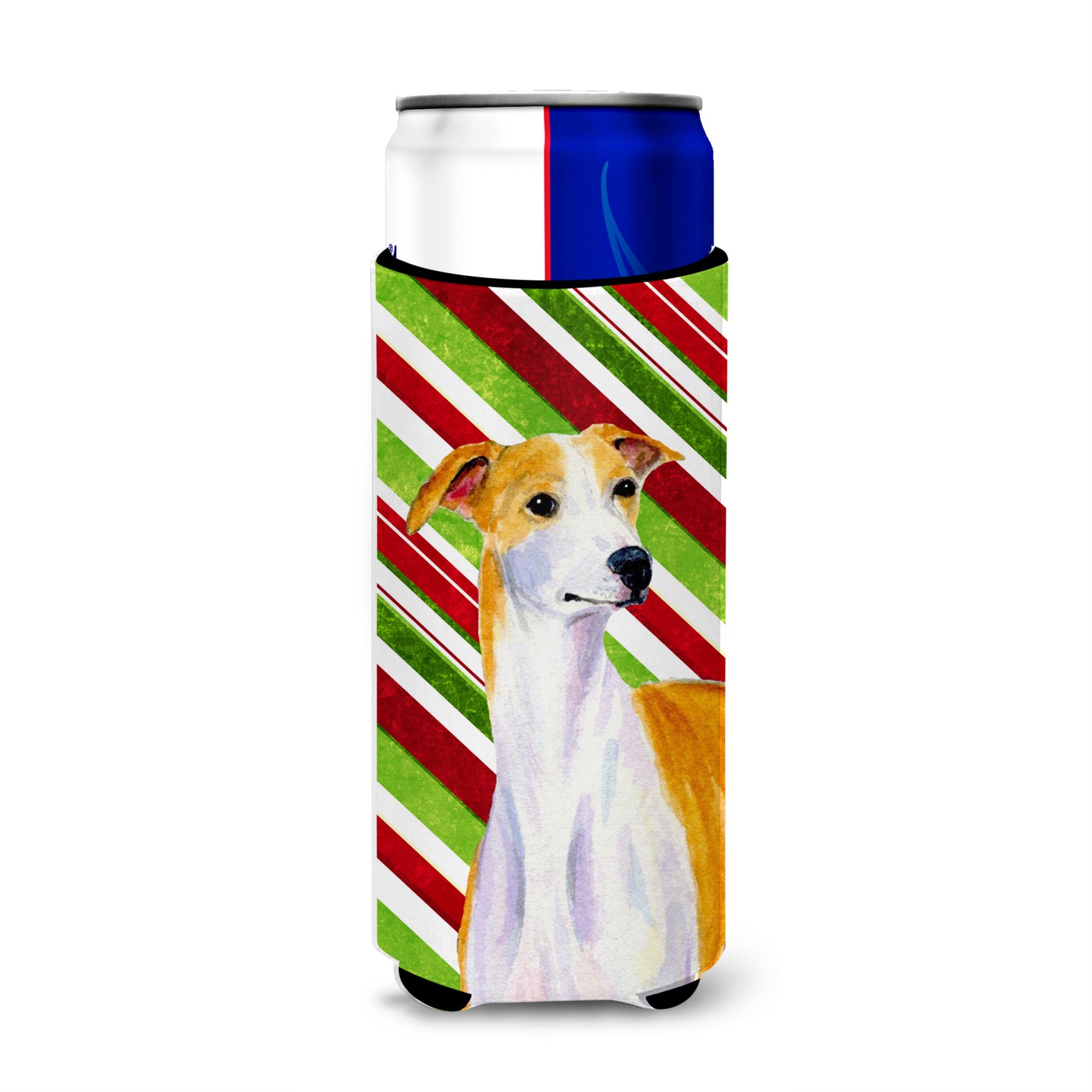 Whippet Candy Cane Holiday Christmas Ultra Hugger For Slim Cans