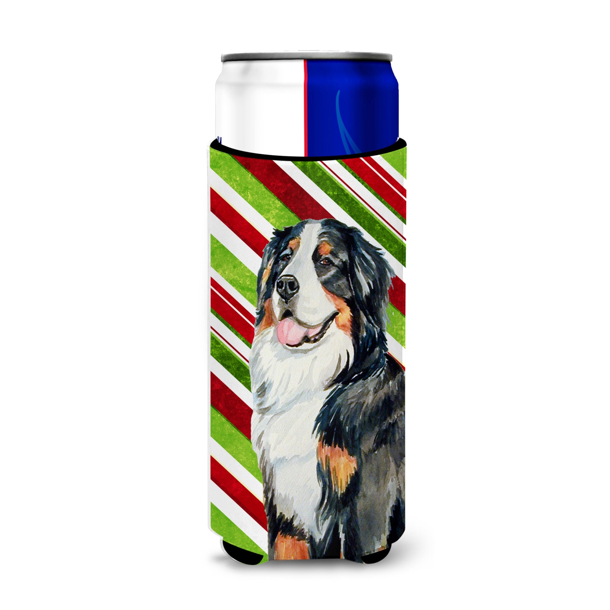 Bernese Mountain Dog Candy Cane Holiday Christmas Ultra Hugger For Slim Cans