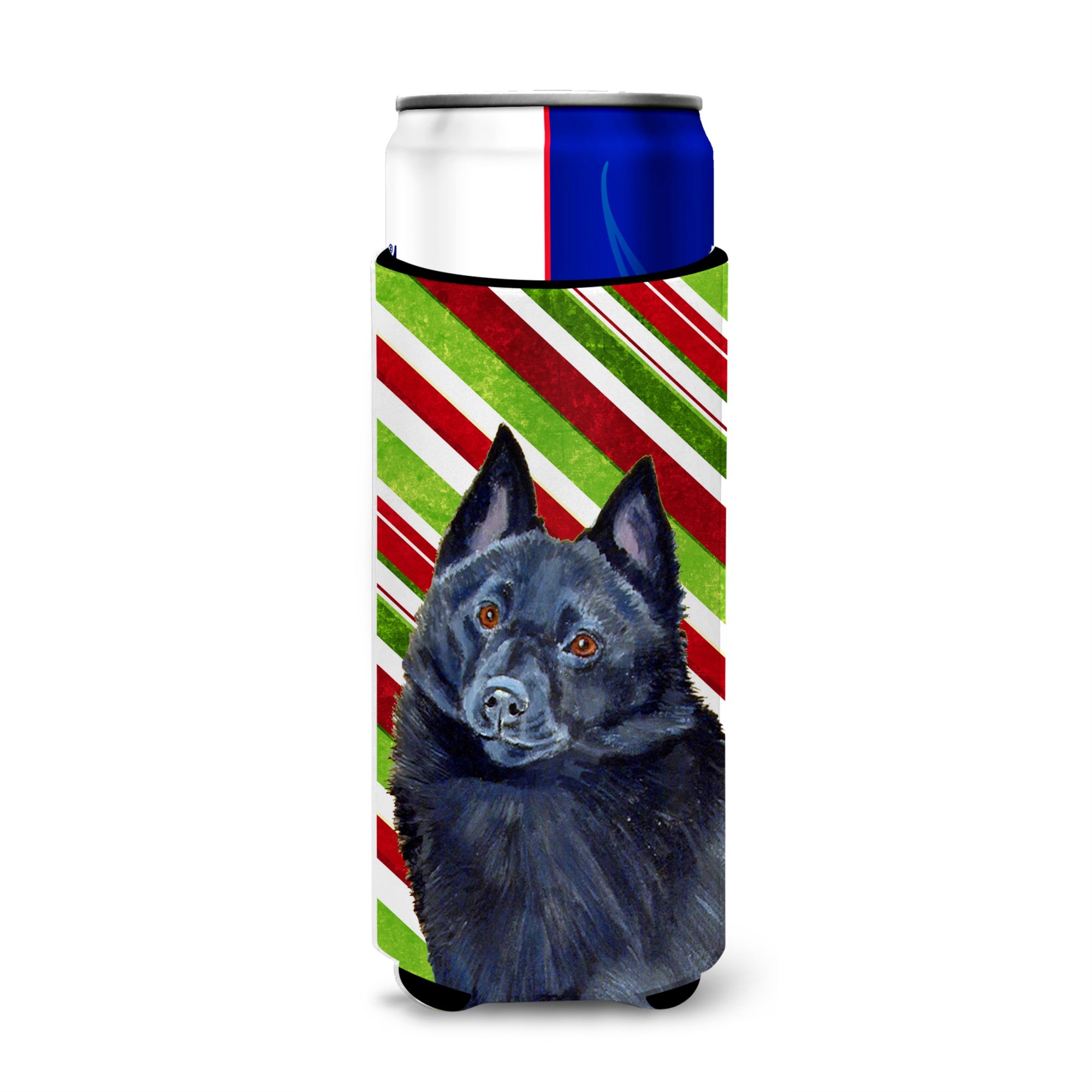 Schipperke Candy Cane Holiday Christmas Ultra Hugger For Slim Cans