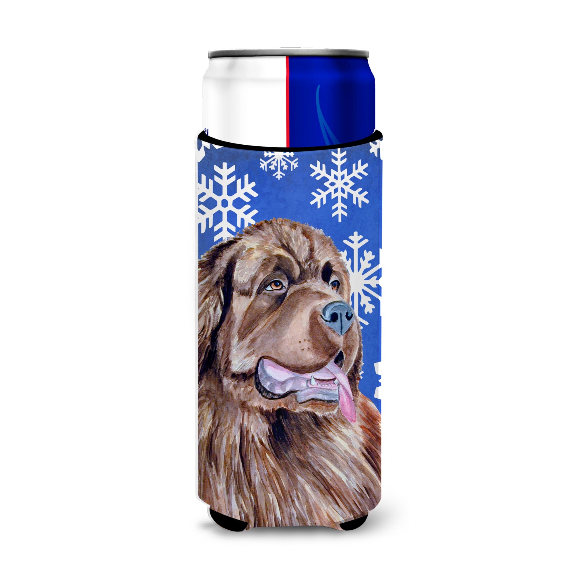 Newfoundland Winter Snowflakes Holiday Ultra Hugger For Slim Cans