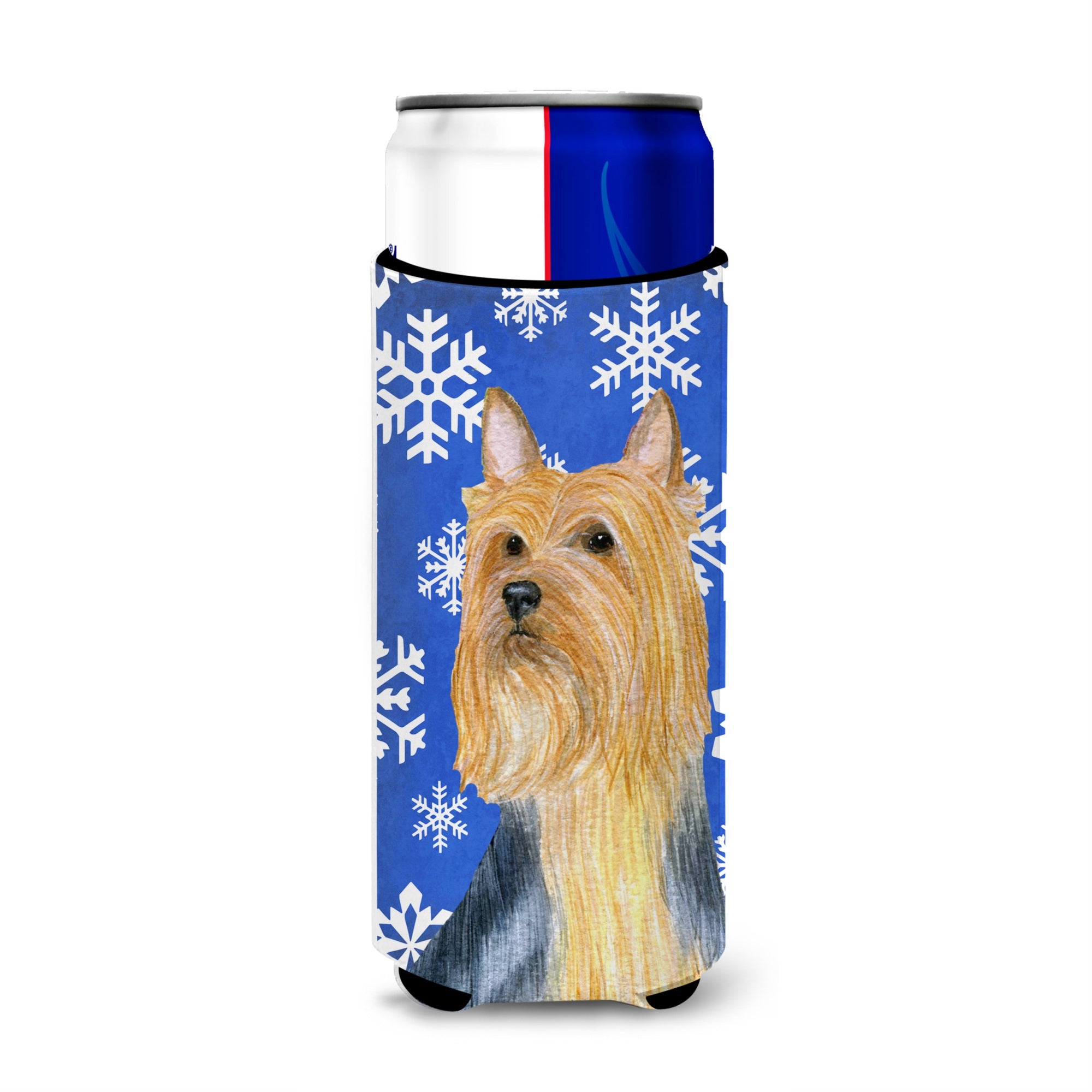 Silky Terrier Winter Snowflakes Holiday Ultra Hugger For Slim Cans