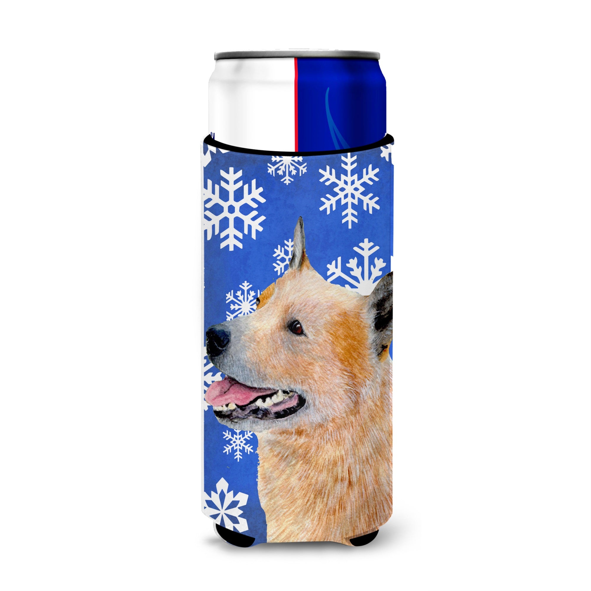 Australian Cattle Dog Winter Snowflakes Holiday Ultra Hugger For Slim Cans
