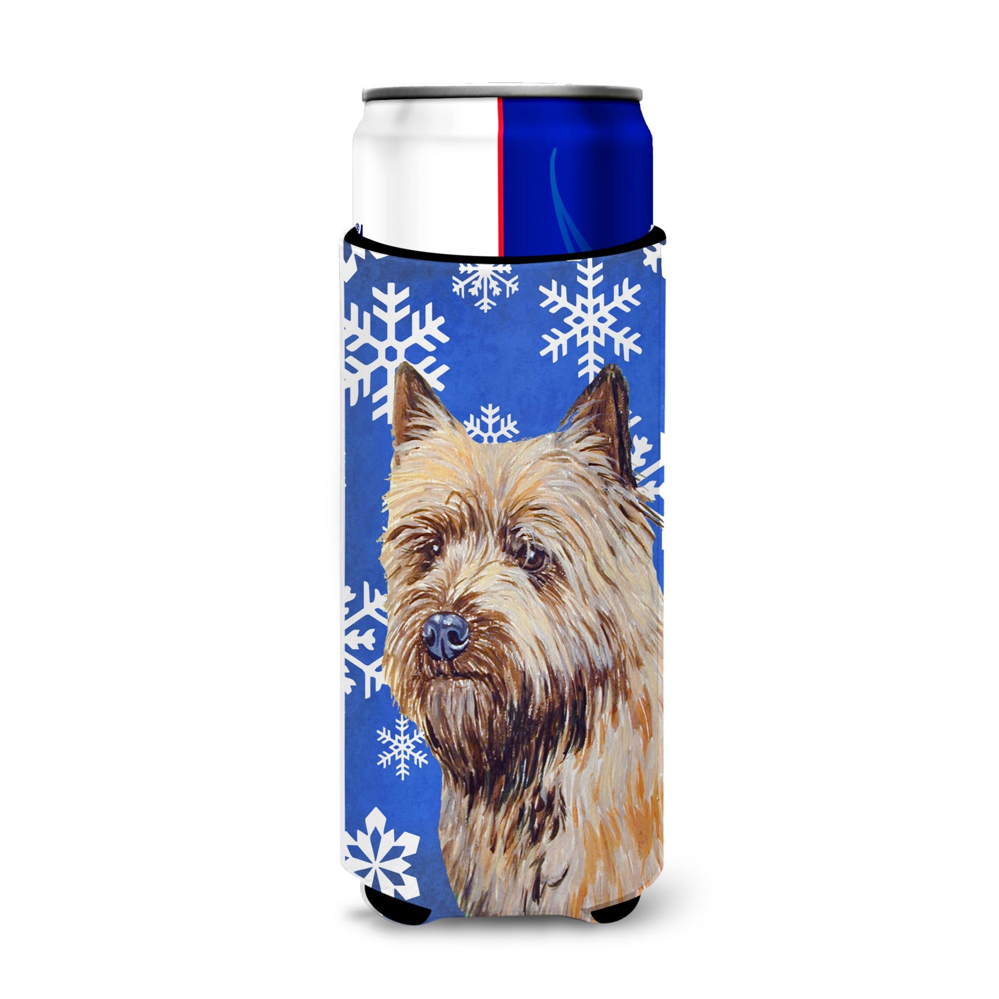 Cairn Terrier Winter Snowflakes Holiday Ultra Hugger For Slim Cans