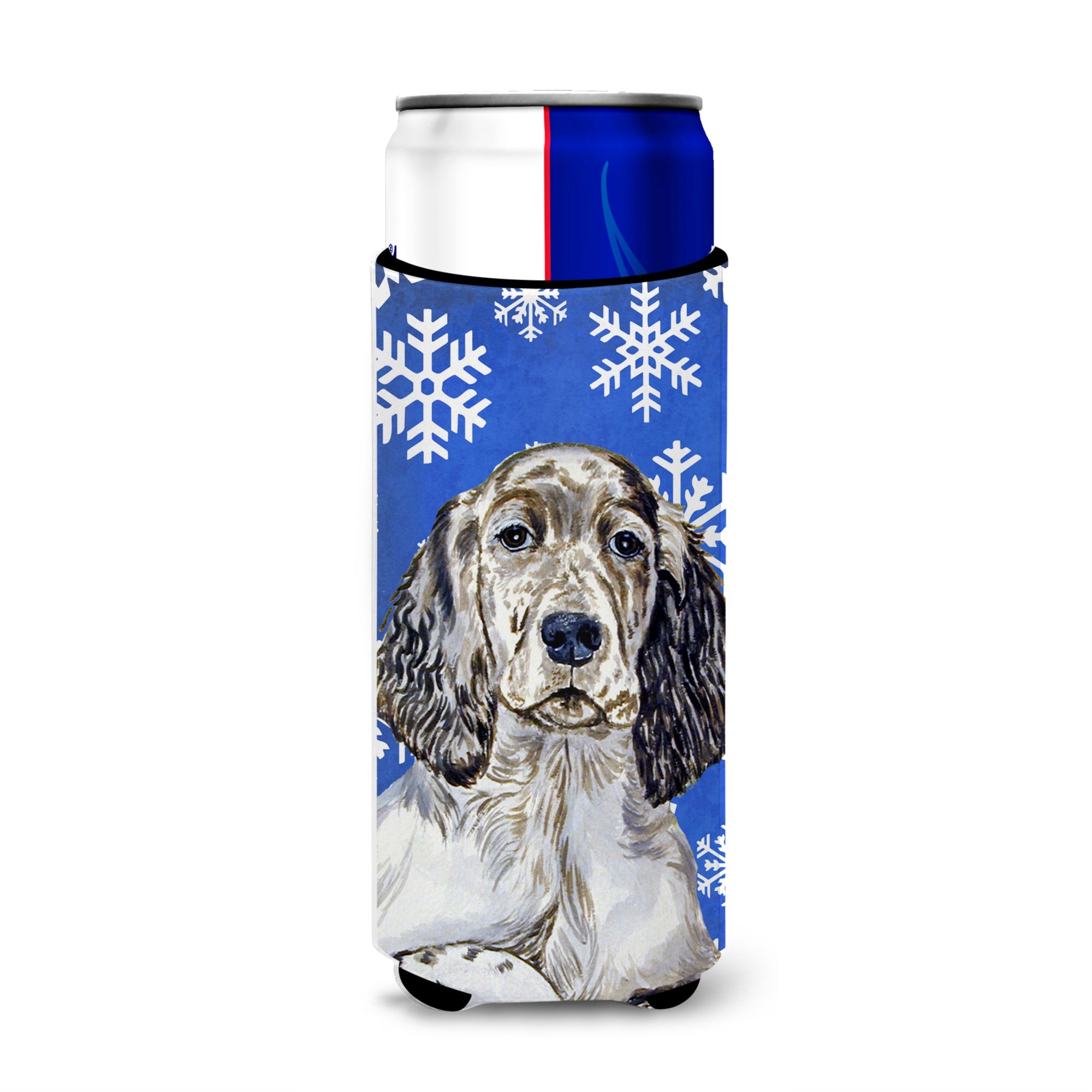 English Setter Winter Snowflakes Holiday Ultra Hugger For Slim Cans