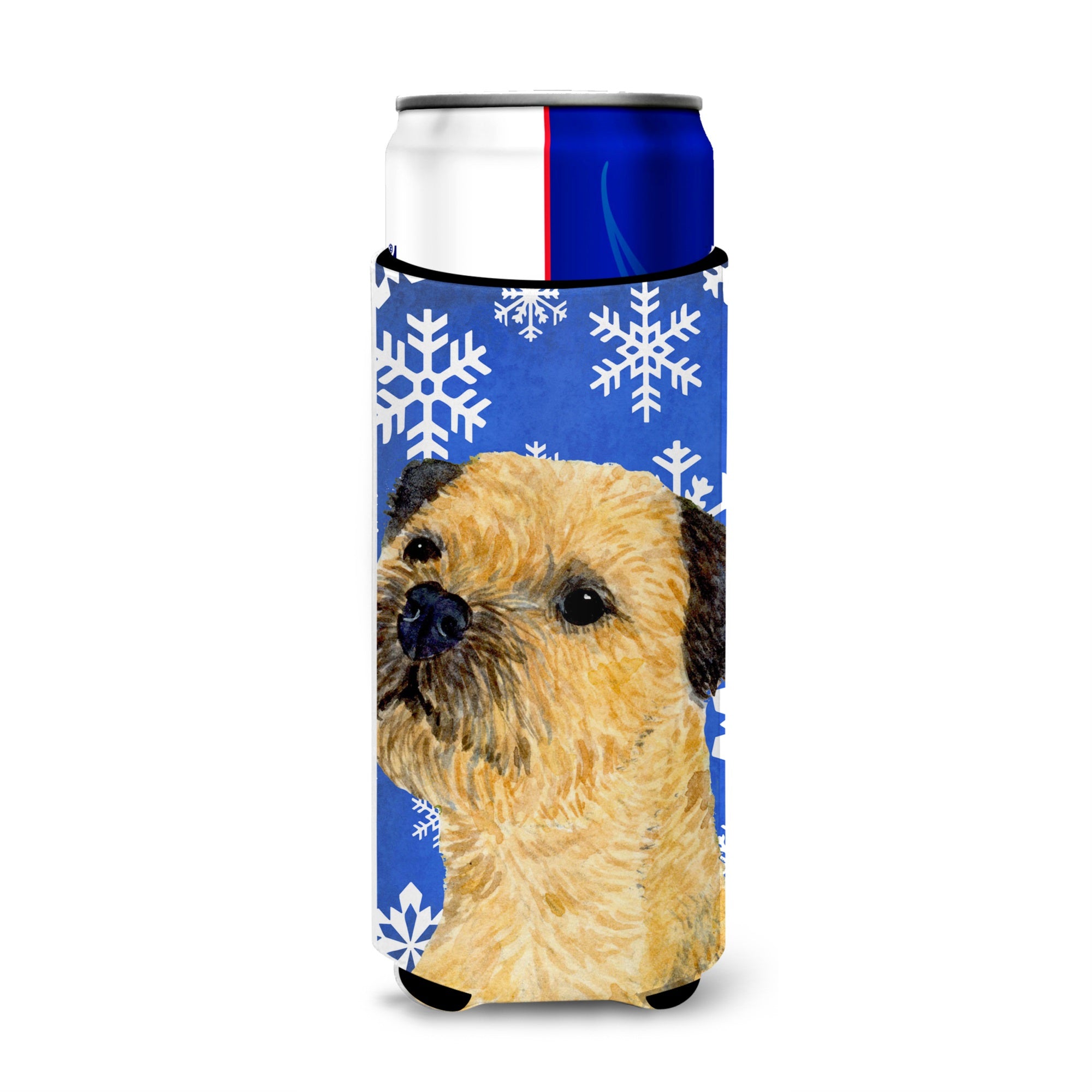 Border Terrier Winter Snowflakes Holiday Ultra Hugger For Slim Cans