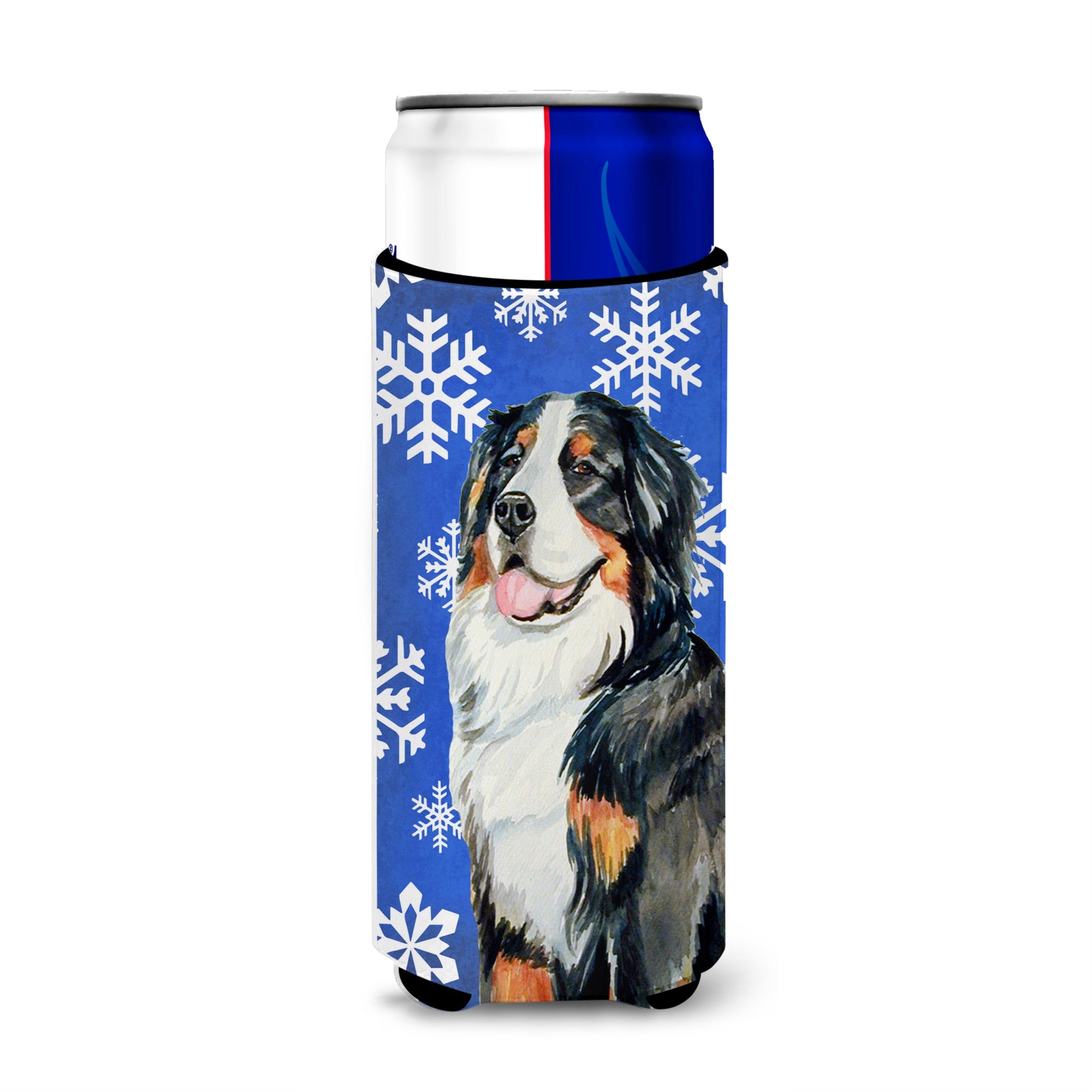 Bernese Mountain Dog Winter Snowflakes Holiday Ultra Hugger For Slim Cans