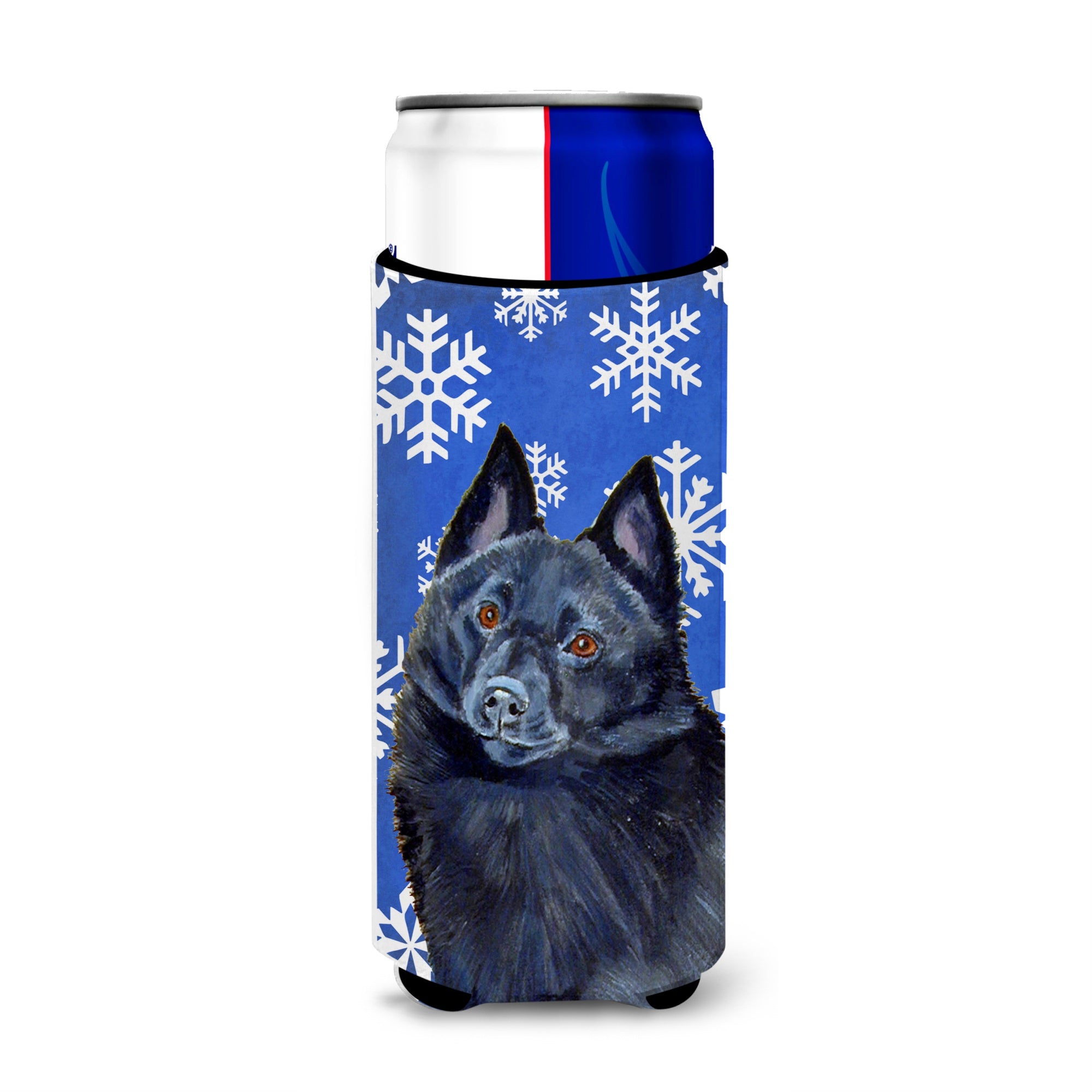 Schipperke Winter Snowflakes Holiday Ultra Hugger For Slim Cans