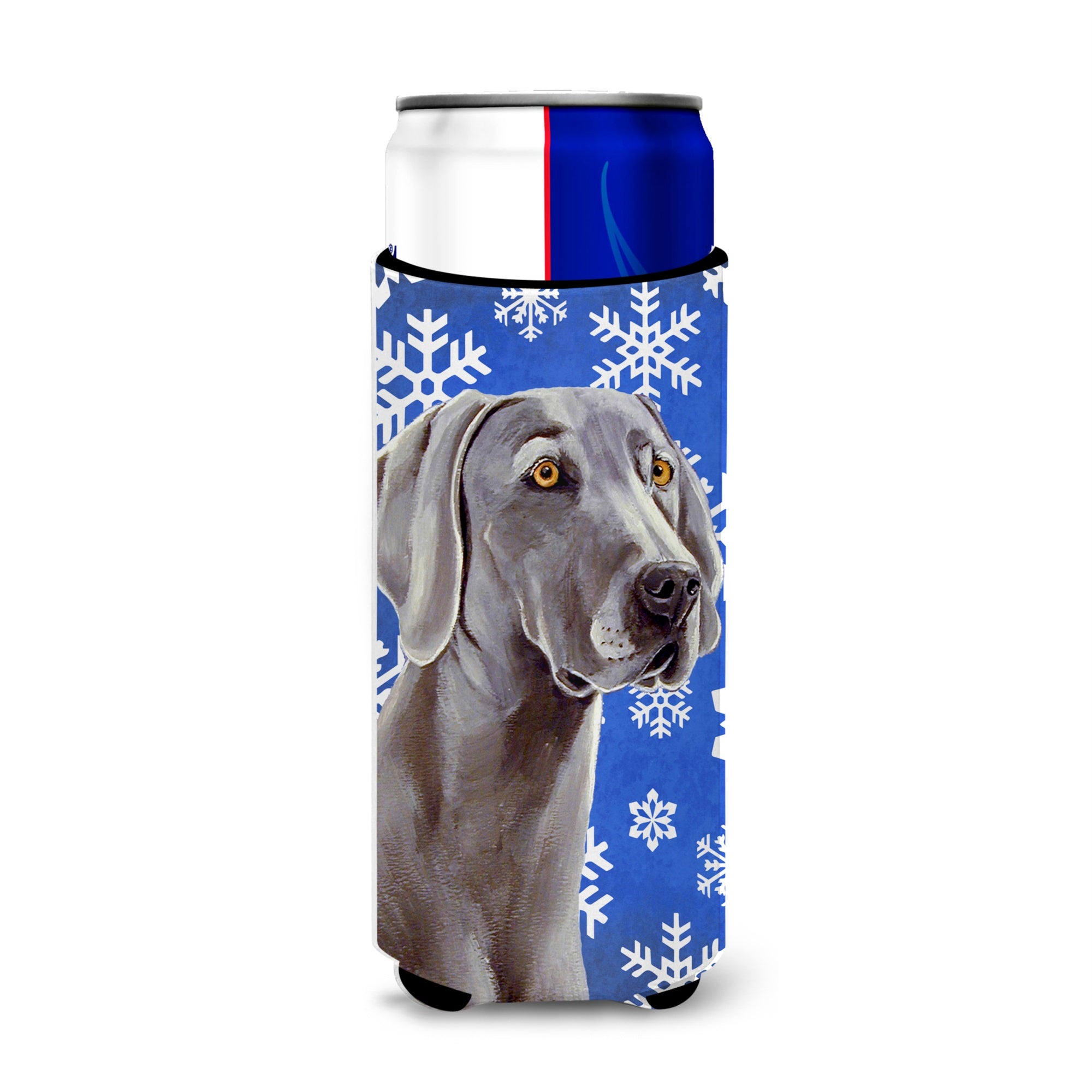 Weimaraner Winter Snowflakes Holiday Ultra Hugger For Slim Cans