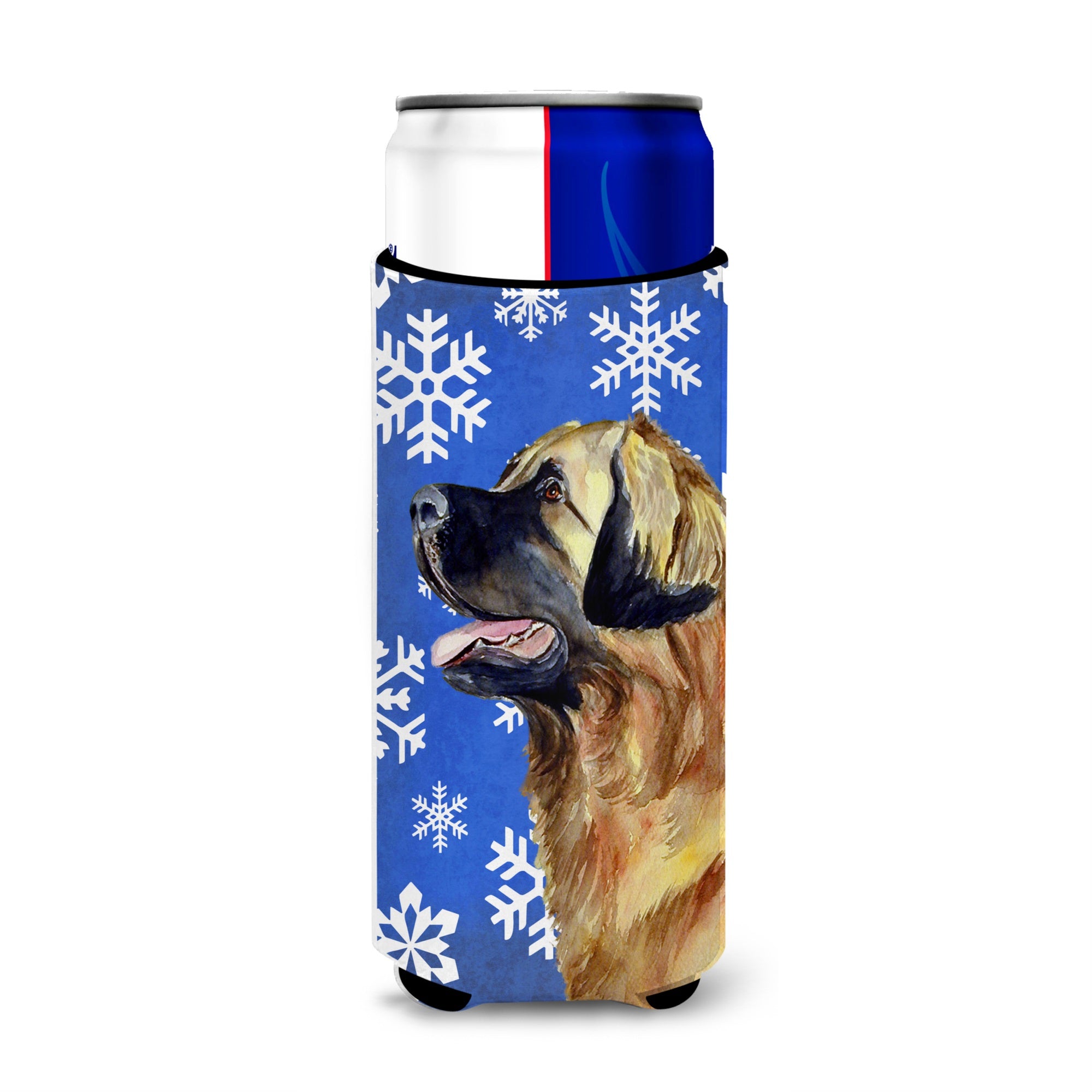 Leonberger Winter Snowflakes Holiday Ultra Hugger For Slim Cans