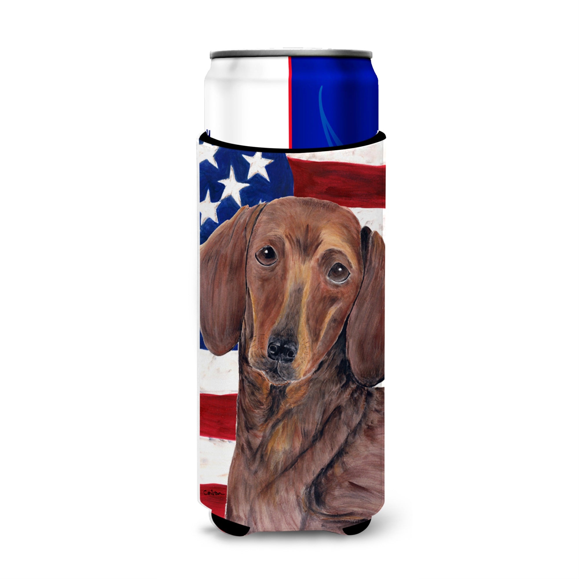 Usa American Flag With Dachshund Ultra Hugger For Slim Cans