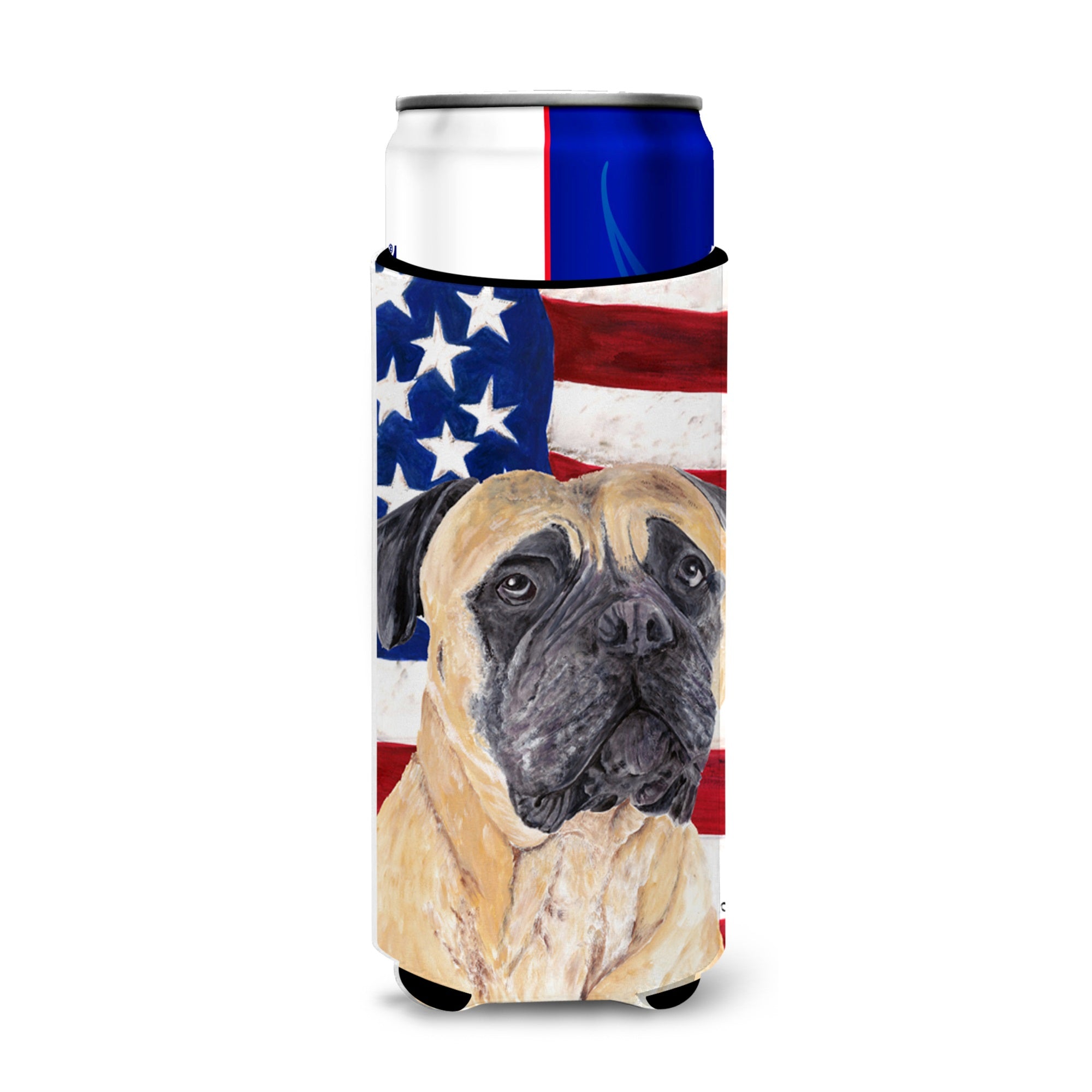 Usa American Flag With Mastiff Ultra Hugger For Slim Cans
