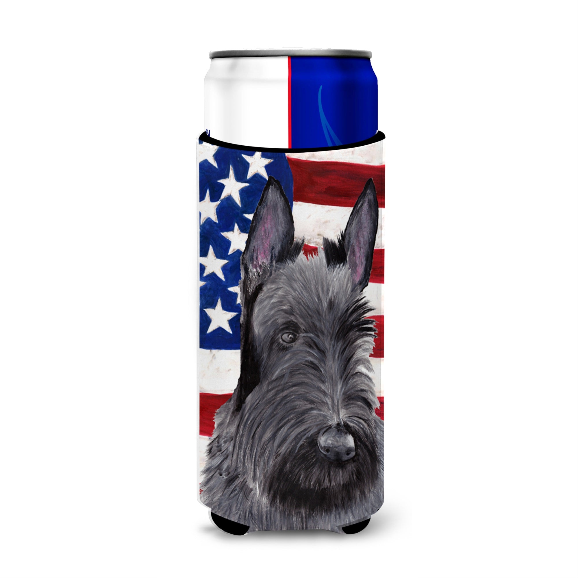 Usa American Flag With Scottish Terrier Ultra Hugger For Slim Cans
