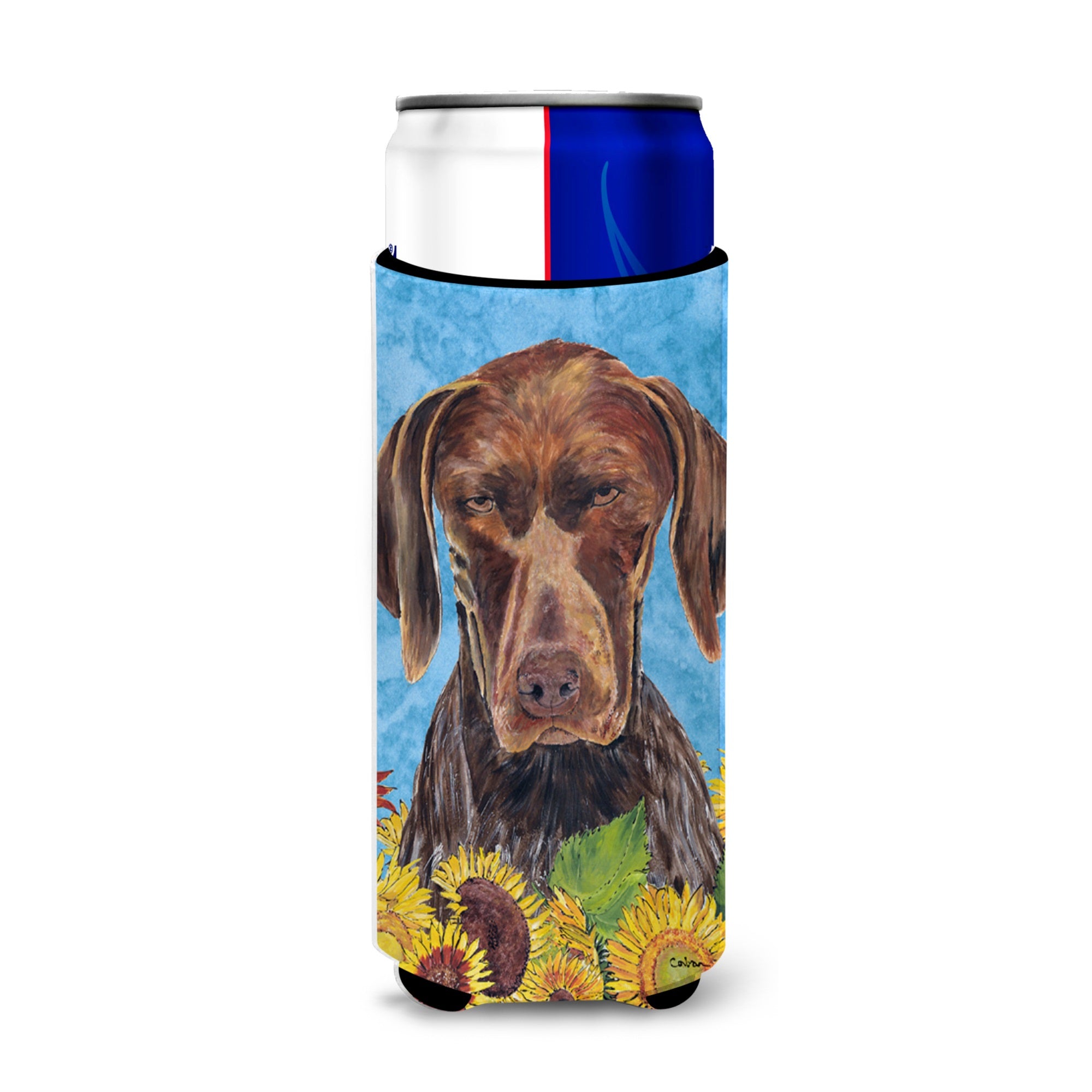 German Shorthaired Pointer In Summer Flowers Ultra Hugger For Slim Cans