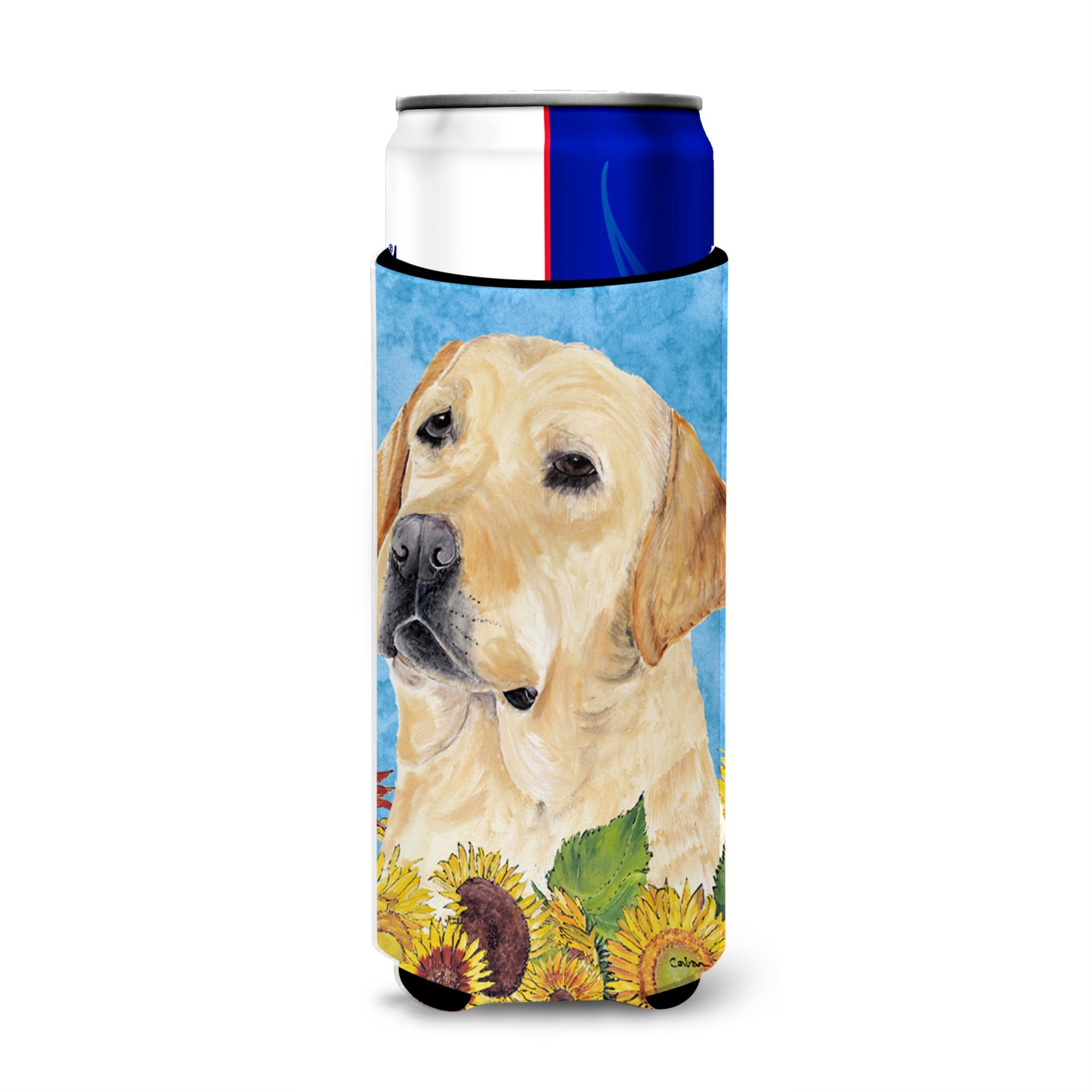 Labrador In Summer Flowers Ultra Hugger For Slim Cans