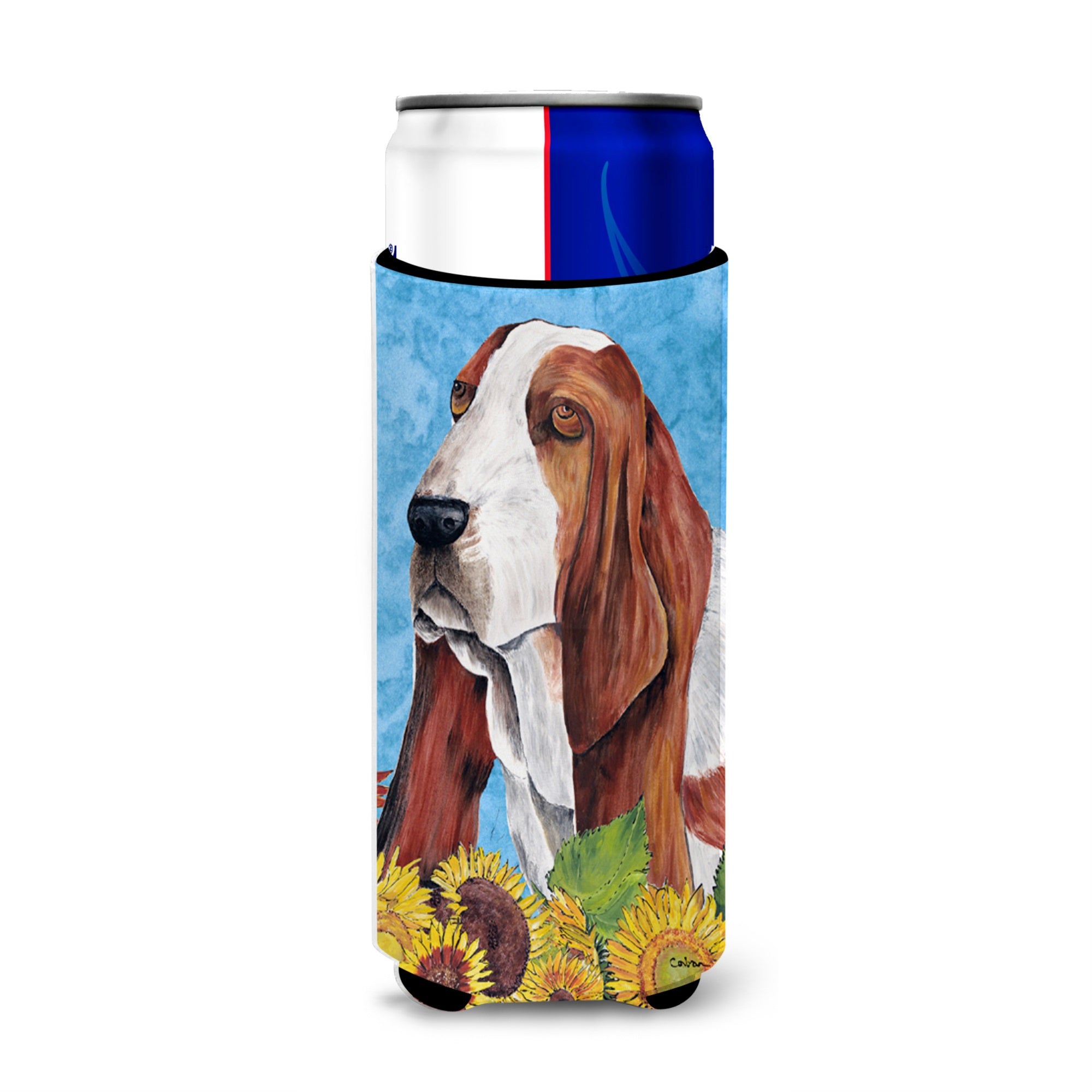 Basset Hound In Summer Flowers Ultra Hugger For Slim Cans