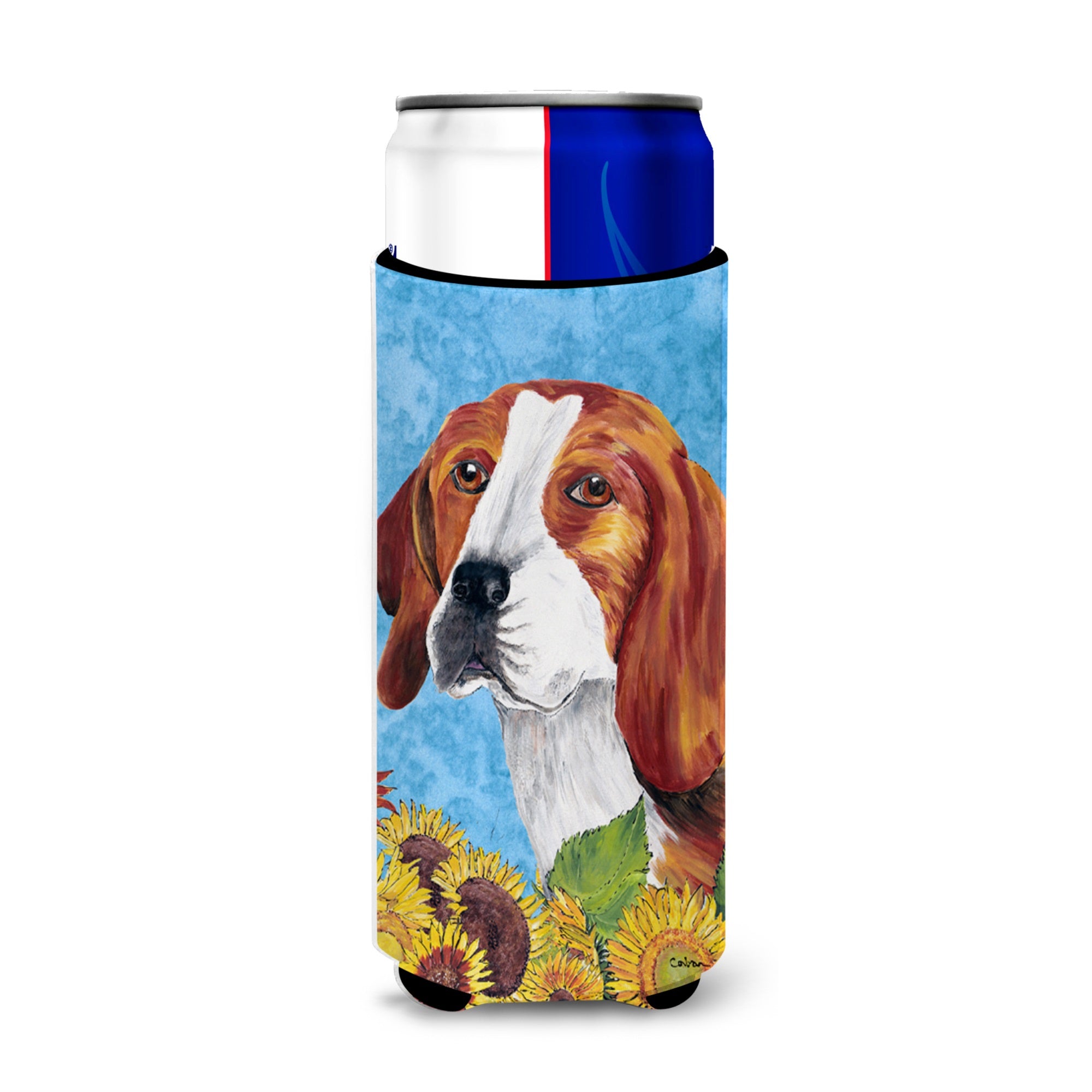 Beagle In Summer Flowers Ultra Hugger For Slim Cans