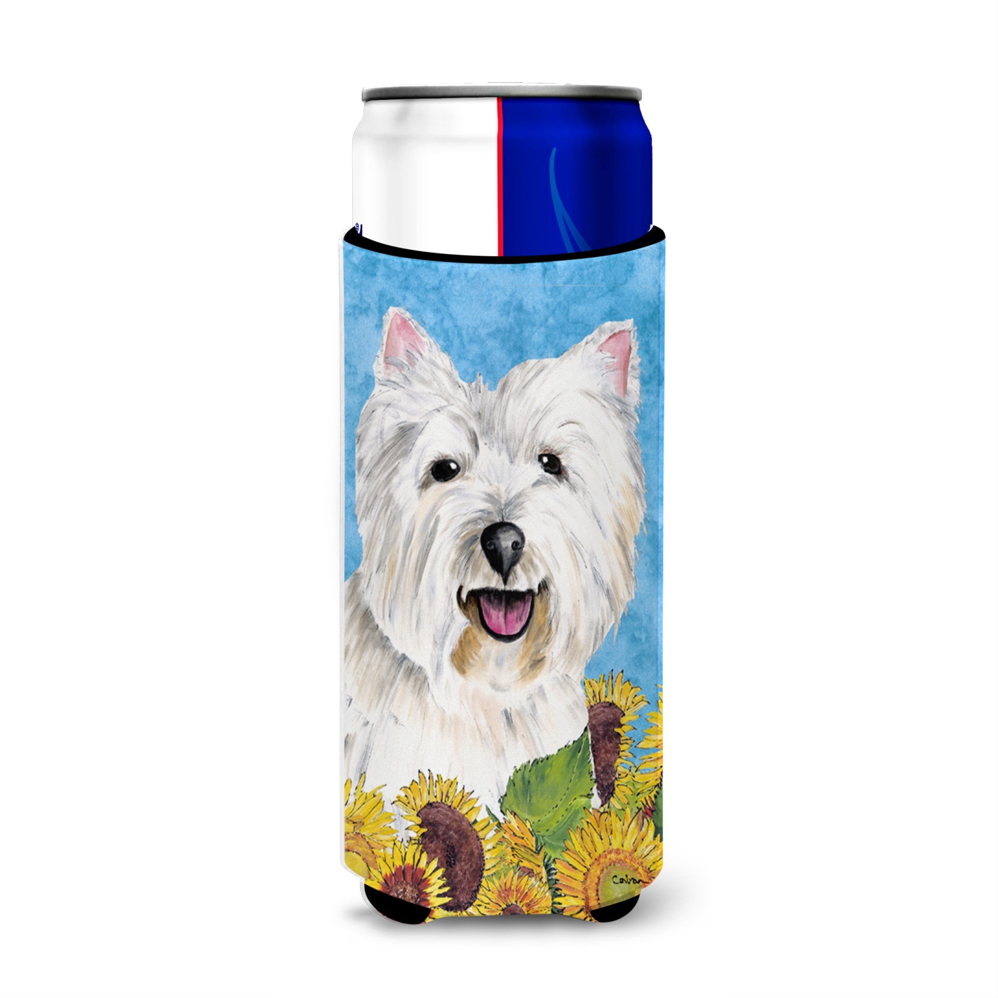 Westie In Summer Flowers Ultra Hugger For Slim Cans