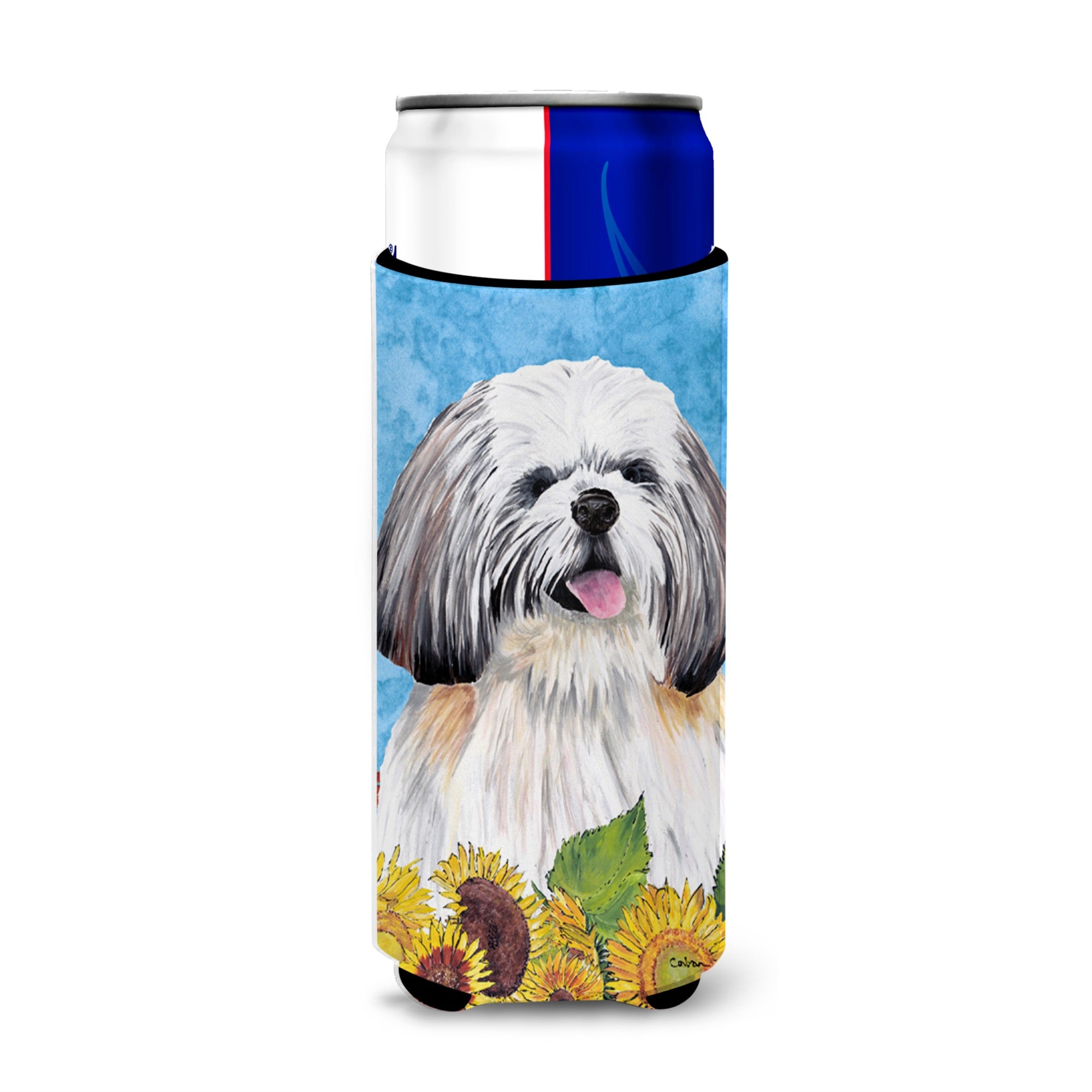 Shih Tzu In Summer Flowers Ultra Hugger For Slim Cans