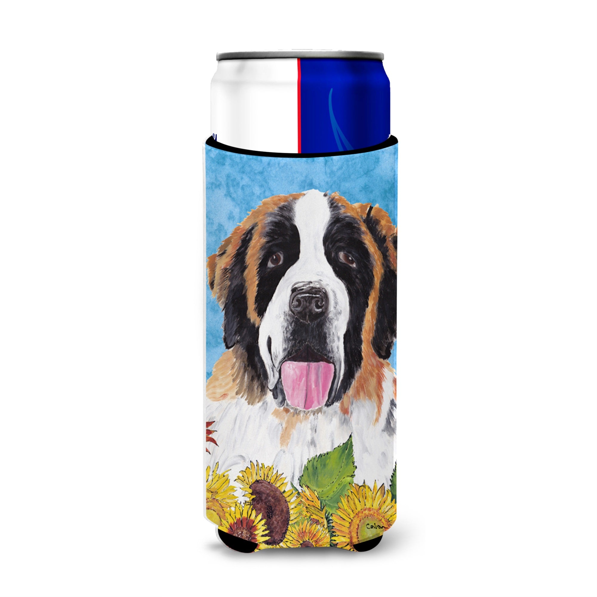 Saint Bernard In Summer Flowers Ultra Hugger For Slim Cans