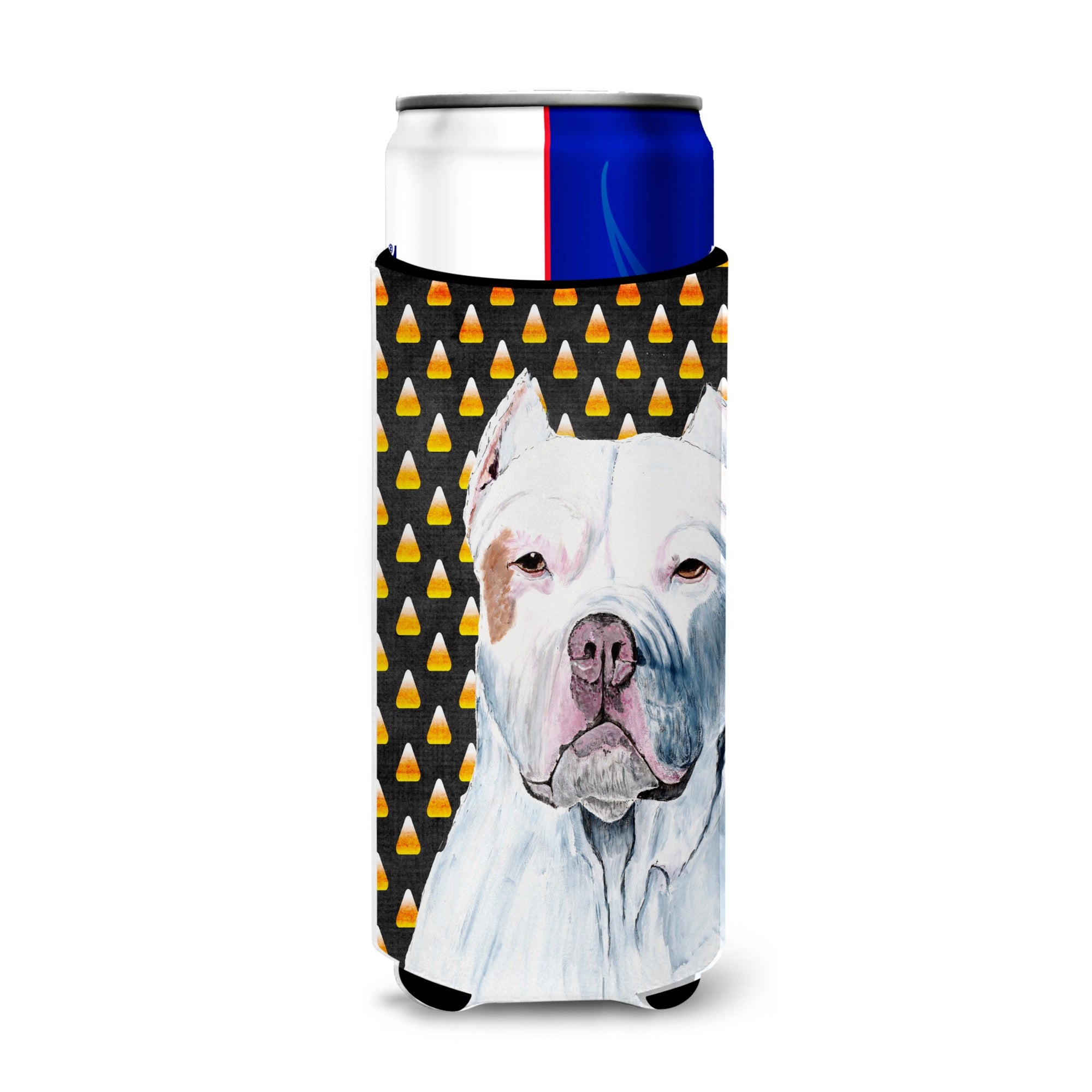 Pit Bull Candy Corn Halloween Portrait Ultra Hugger For Slim Cans