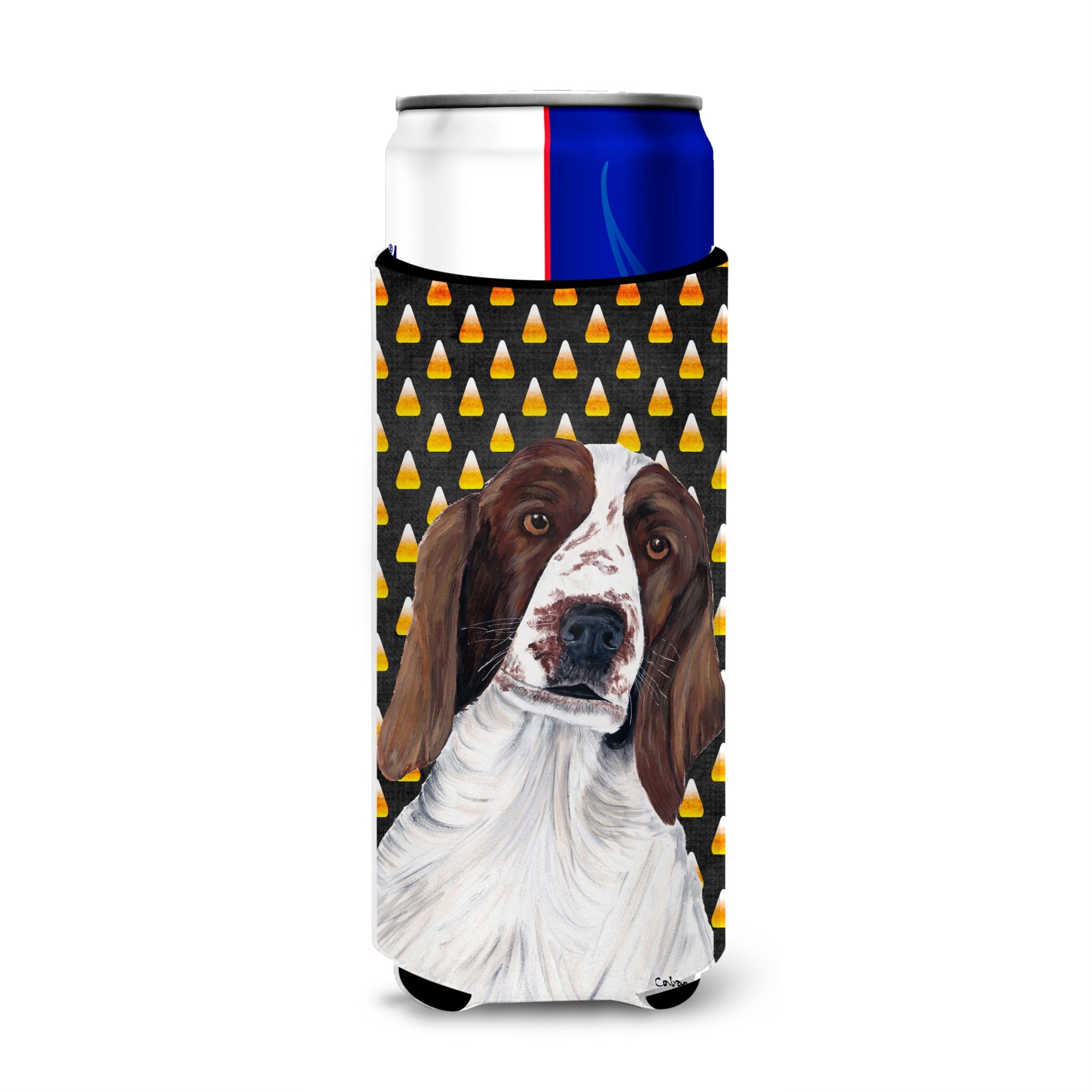 Welsh Springer Spaniel Candy Corn Halloween Portrait Ultra Hugger For Slim Cans