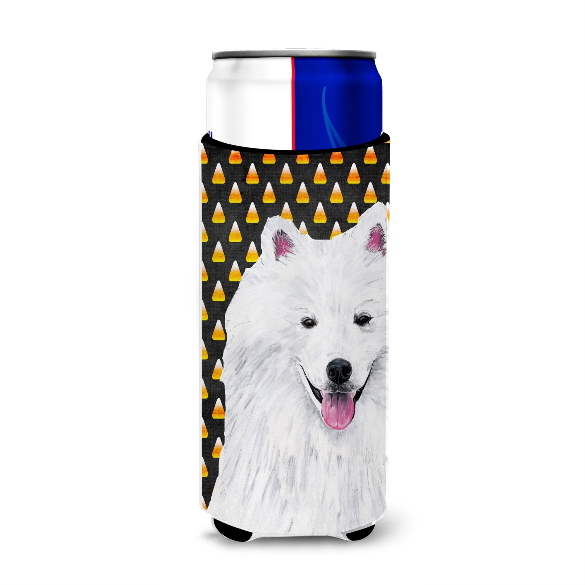 American Eskimo Candy Corn Halloween Portrait Ultra Hugger For Slim Cans