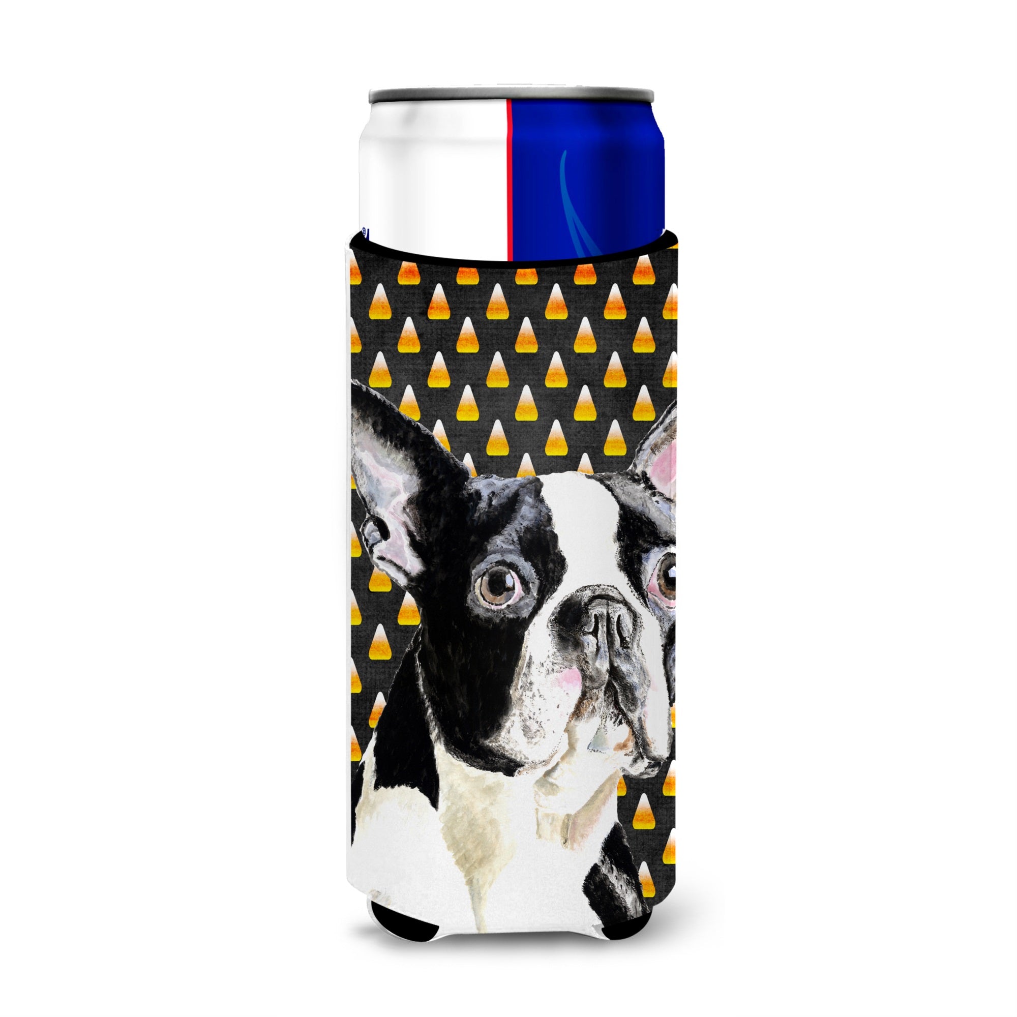 Boston Terrier Candy Corn Halloween Portrait Ultra Hugger For Slim Cans