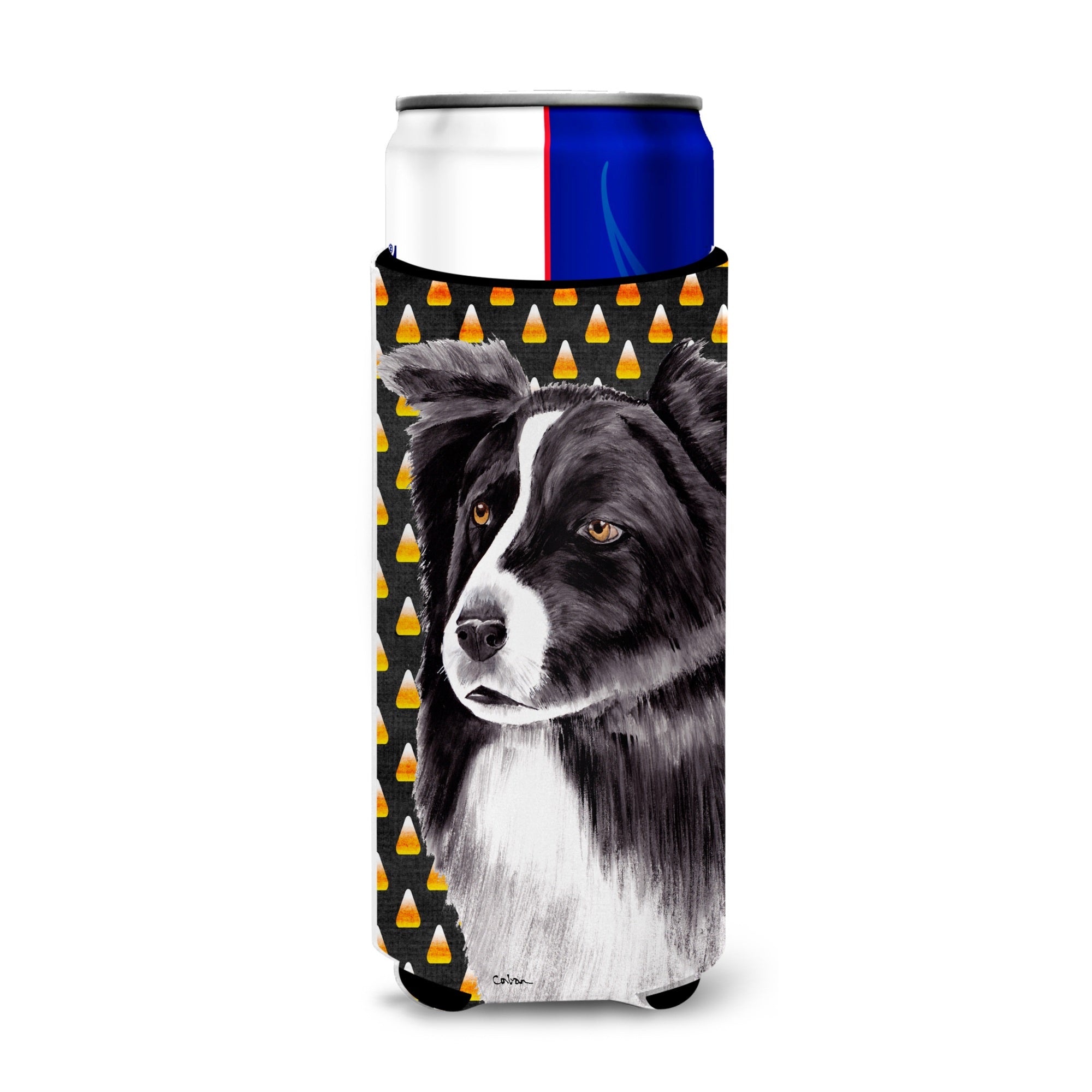 Border Collie Candy Corn Halloween Portrait Ultra Hugger For Slim Cans