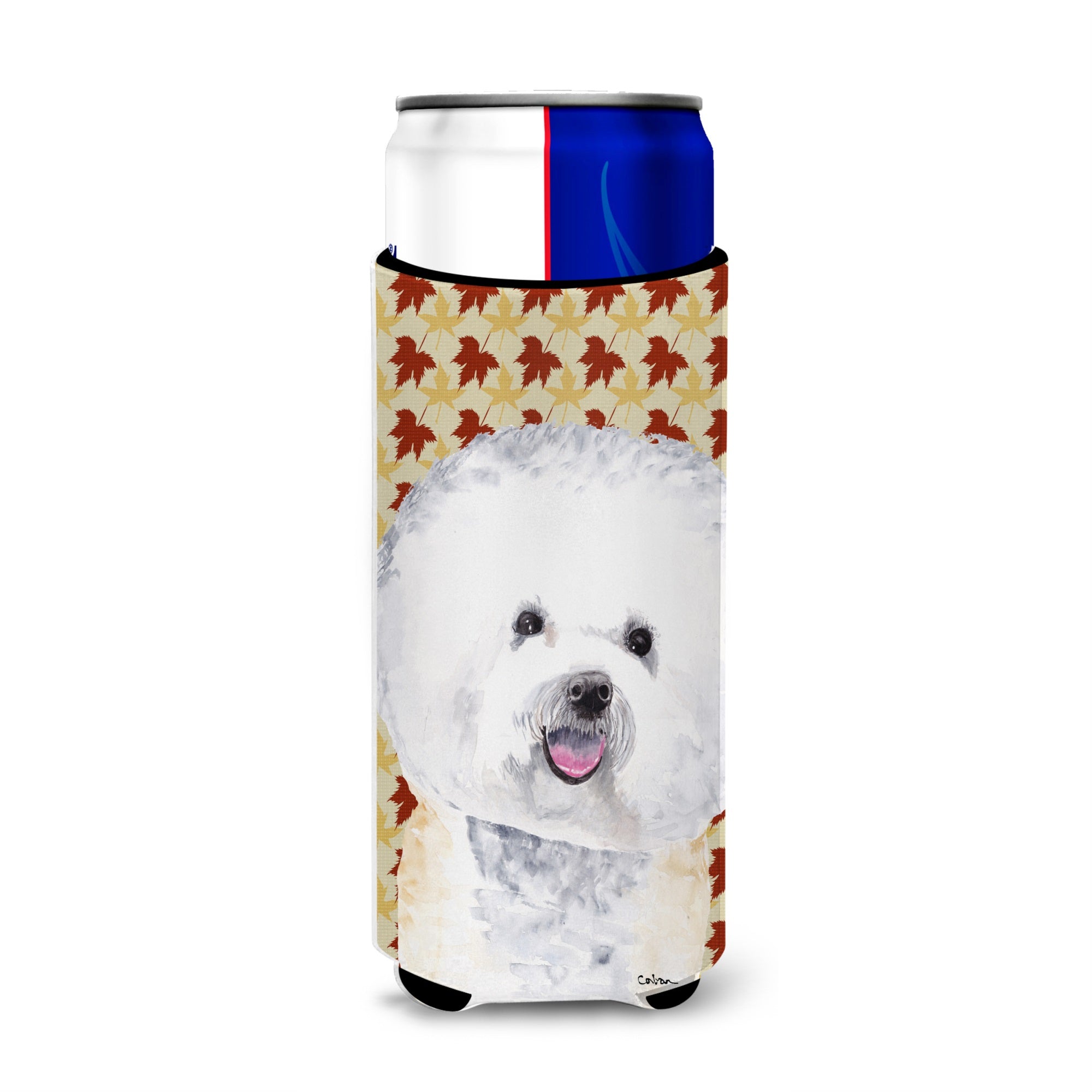 Bichon Frise Fall Leaves Portrait Ultra Hugger For Slim Cans