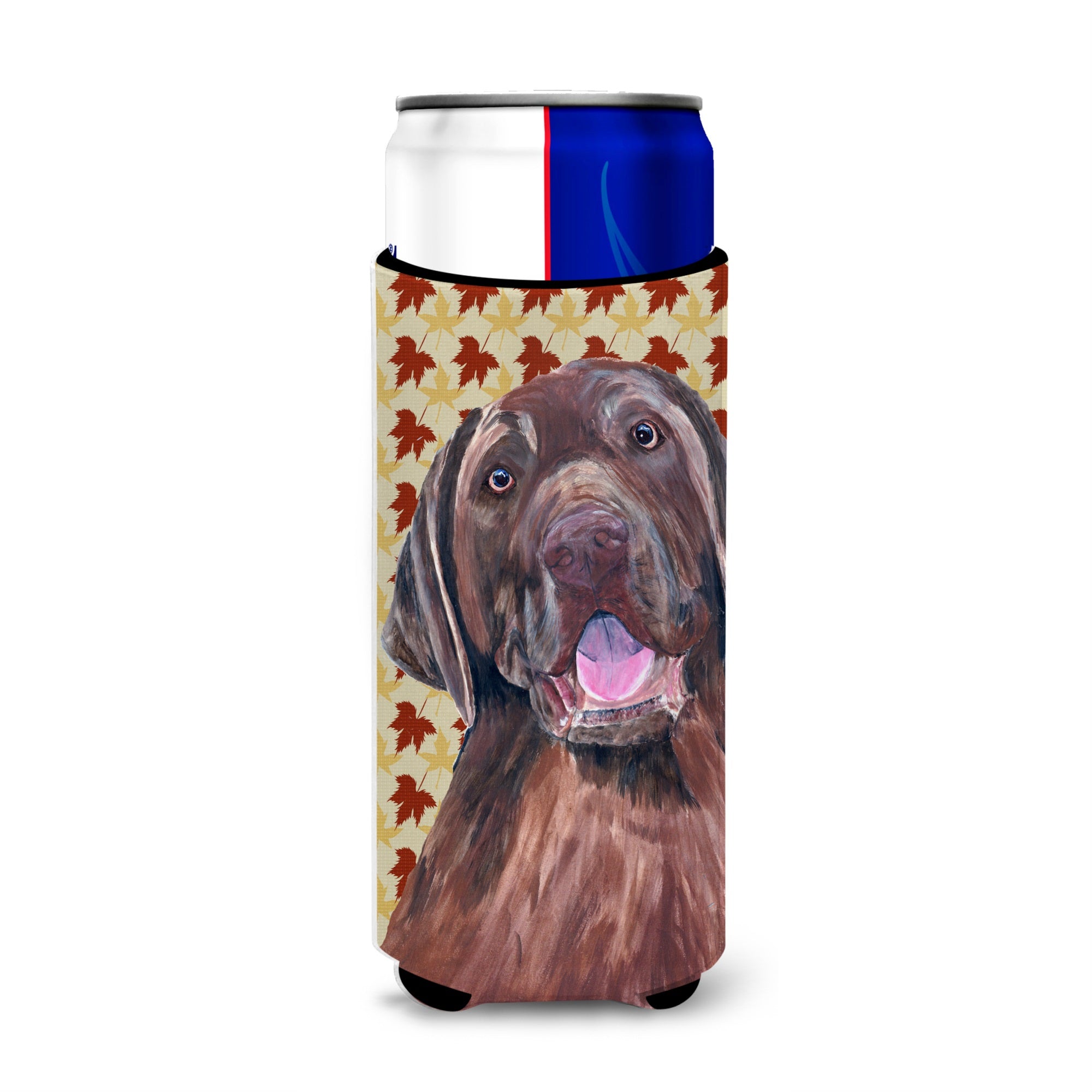 Labrador Chocolate Fall Leaves Portrait Ultra Hugger For Slim Cans