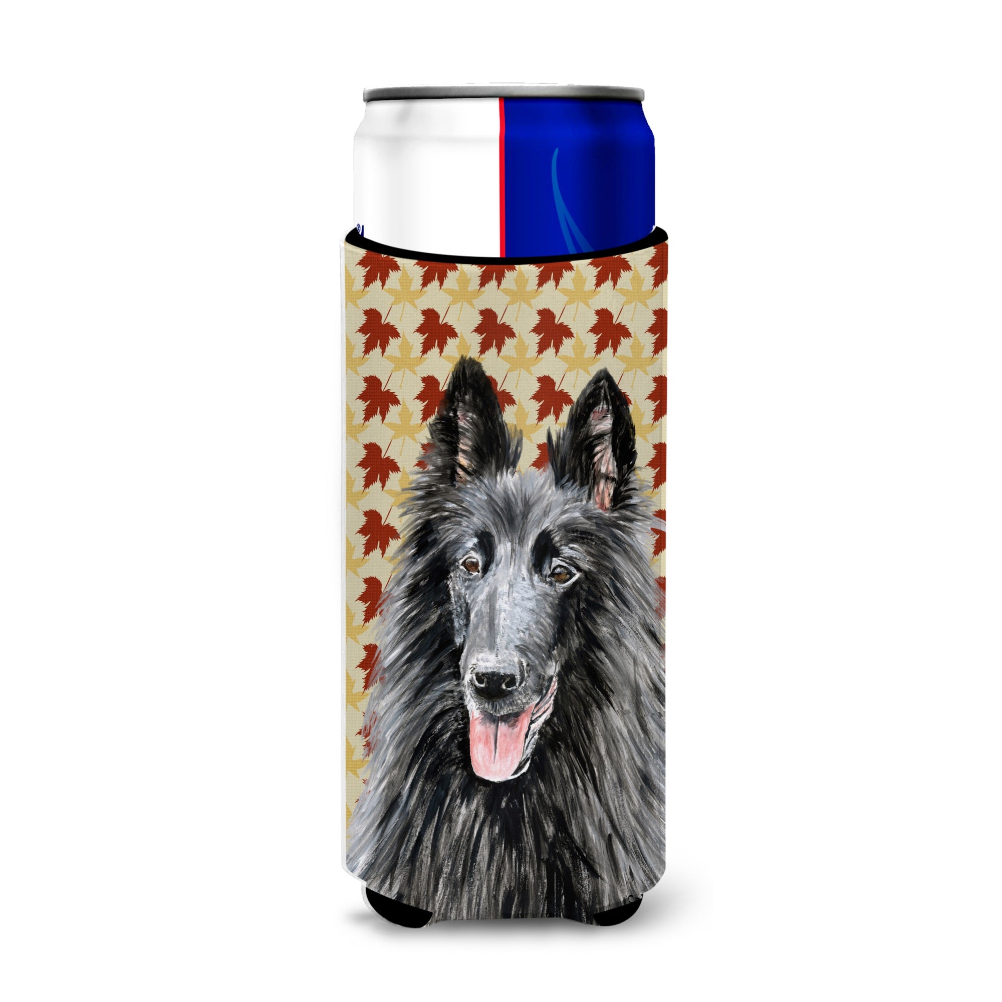 Belgian Sheepdog Fall Leaves Portrait Ultra Hugger For Slim Cans