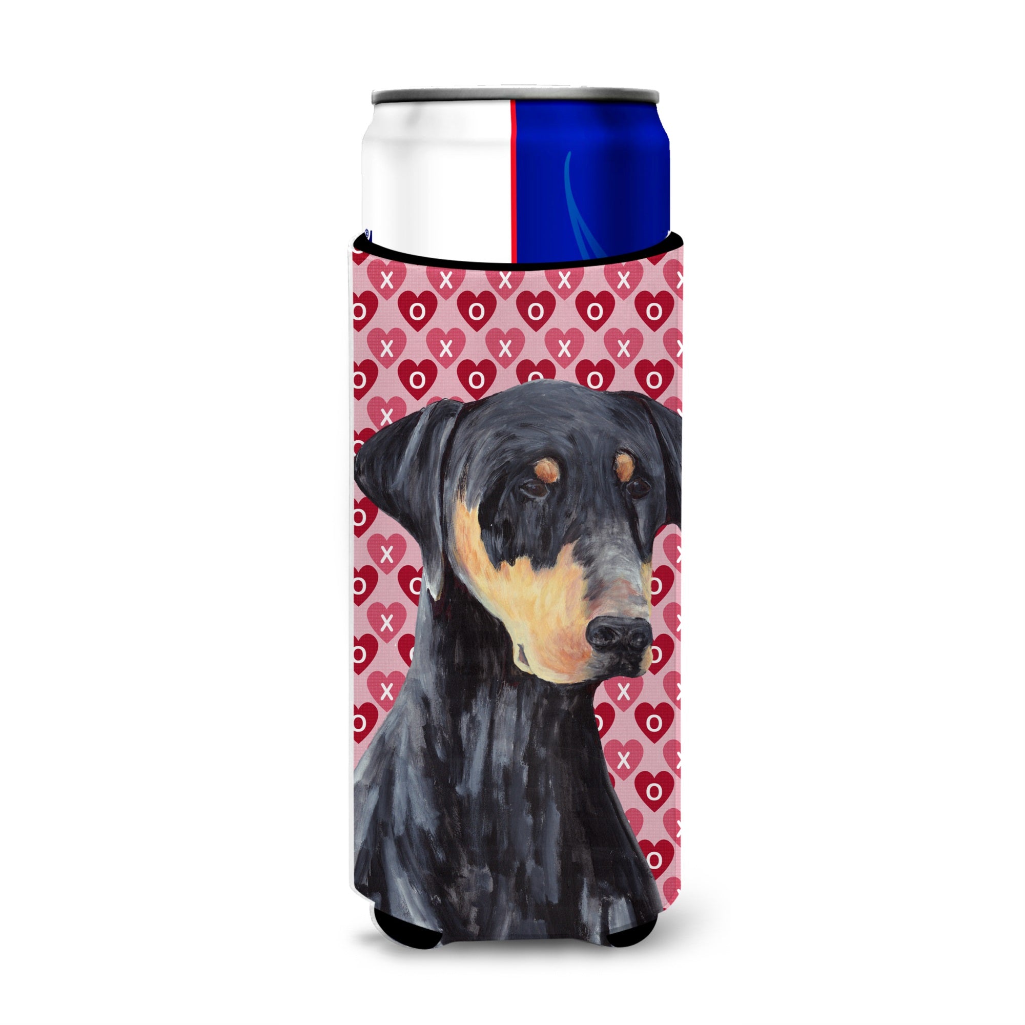 Doberman Hearts Love And Valentine'S Day Portrait Ultra Hugger For Slim Cans
