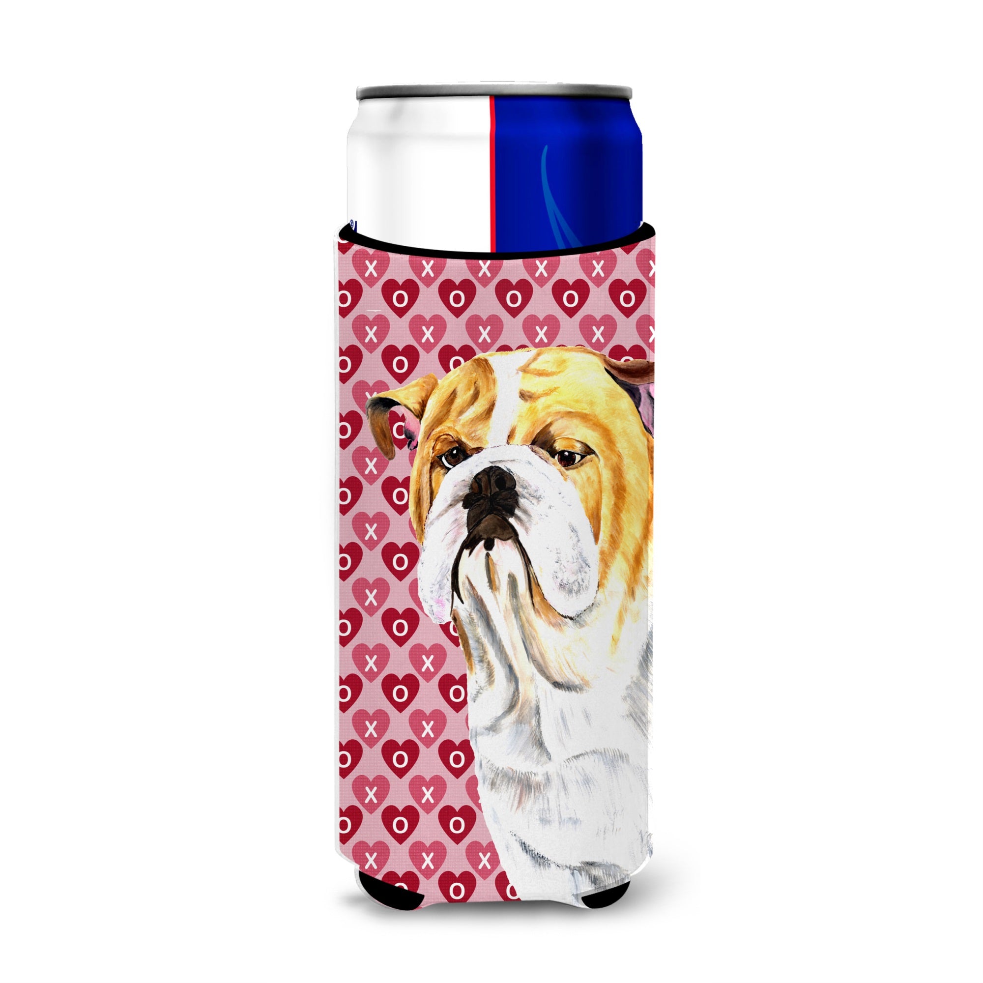 Bulldog English Hearts Love Valentine'S Day Portrait Ultra Hugger For Slim Cans