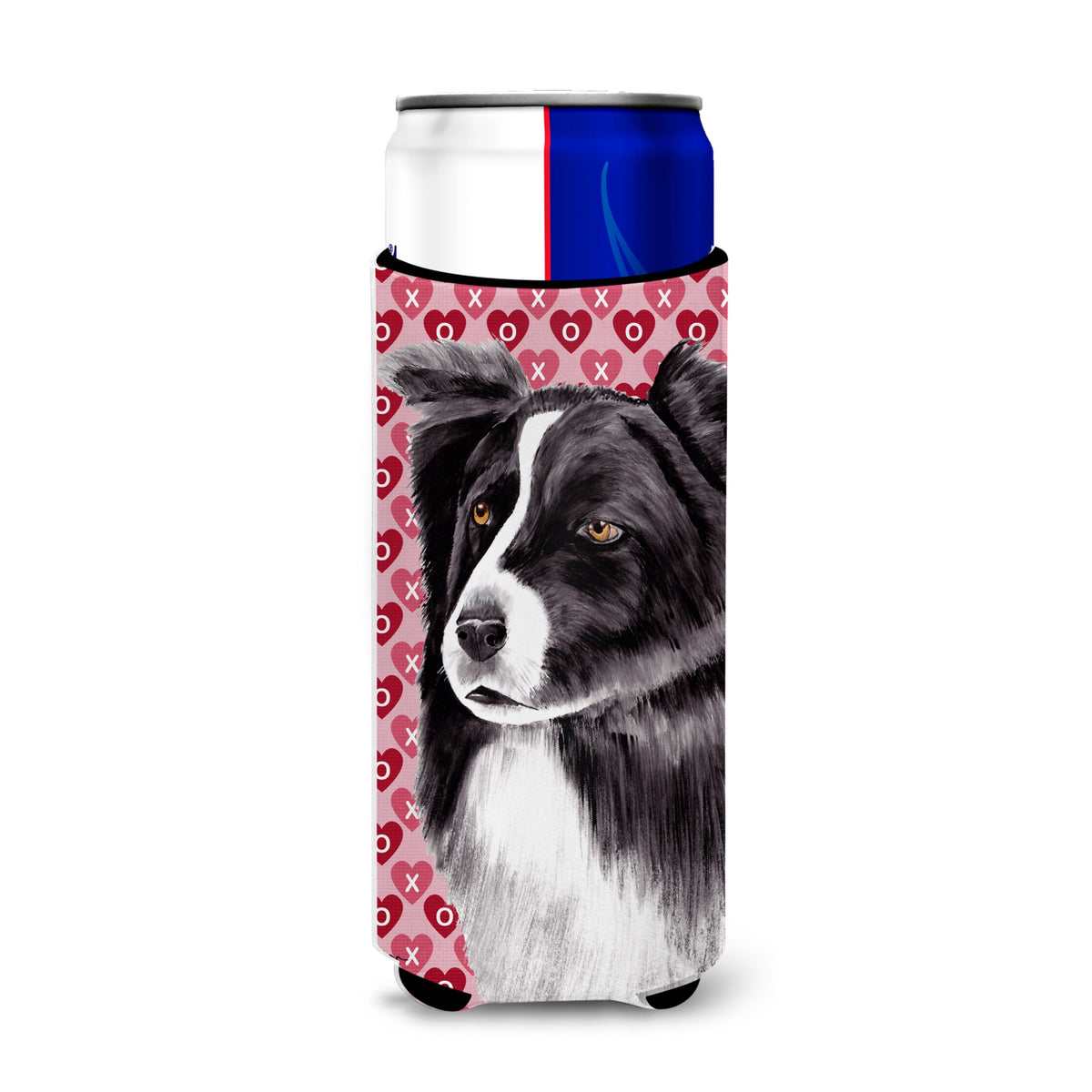 Border Collie Hearts Love And Valentine'S Day Portrait Ultra Hugger For Slim Cans