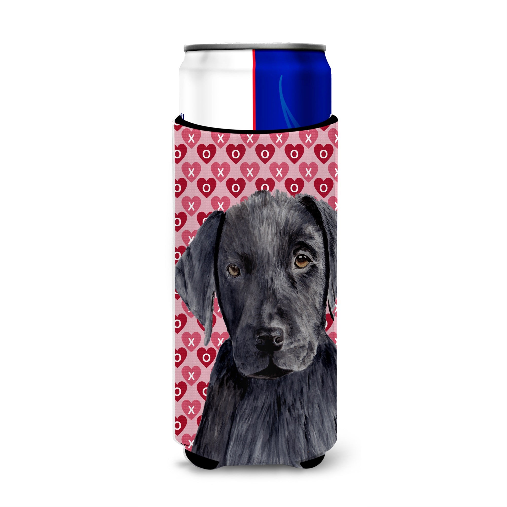 Labrador Black Hearts Love Valentine'S Day Ultra Hugger For Slim Cans