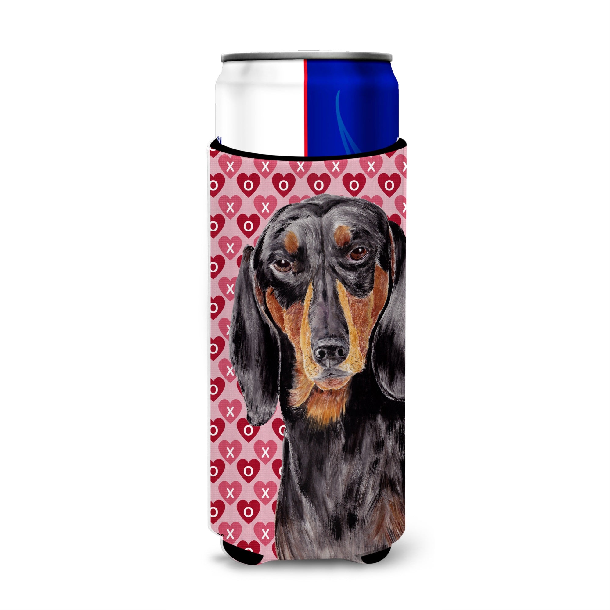 Dachshund Black Tan Hearts Love Valentine'S Day Ultra Hugger For Slim Cans
