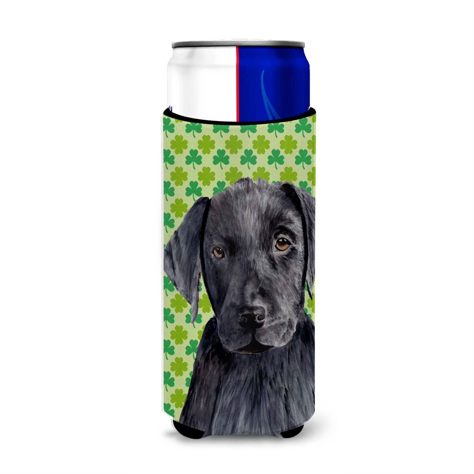 Labrador Black St. Patrick'S Day Shamrock Portrait Ultra Hugger For Slim Cans