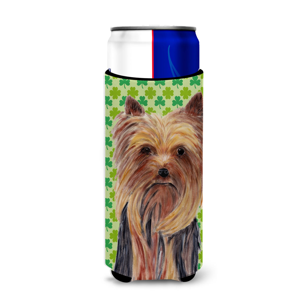 Yorkie St. Patrick'S Day Shamrock Portrait Ultra Hugger For Slim Cans