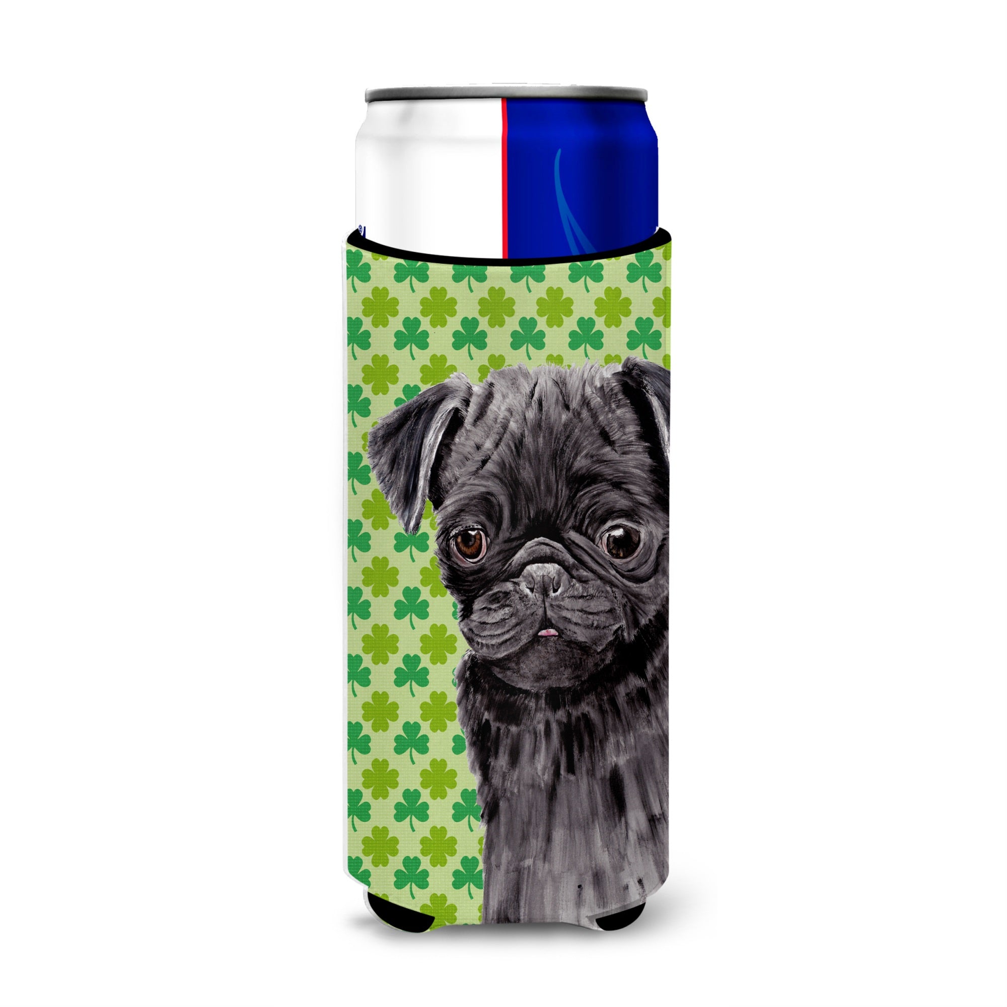 Pug Black St. Patrick'S Day Shamrock Portrait Ultra Hugger For Slim Cans