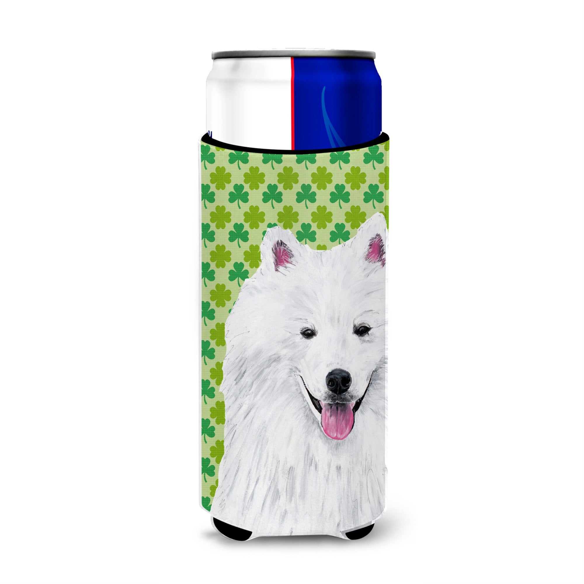 American Eskimo St. Patrick'S Day Shamrock Portrait Ultra Hugger For Slim Cans