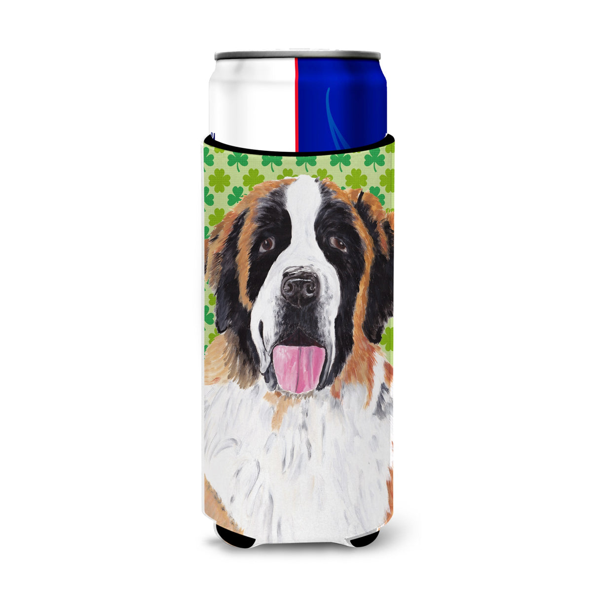Saint Bernard St. Patrick'S Day Shamrock Portrait Ultra Hugger For Slim Cans